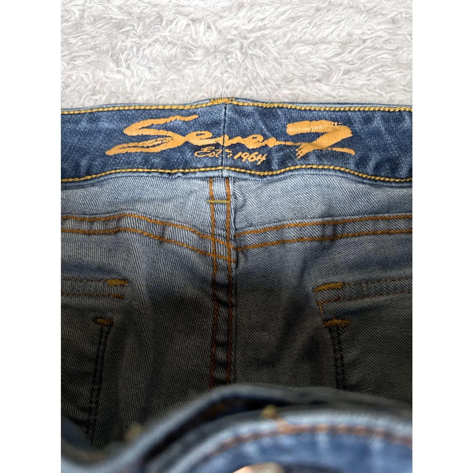Vintage Seven7 Women's Slim Bootcut Jeans 14 Blue Denim Cotton Blend Low Rise Authentic Designer 2000s Size 36" / US 14 / IT 50 - 6 Thumbnail