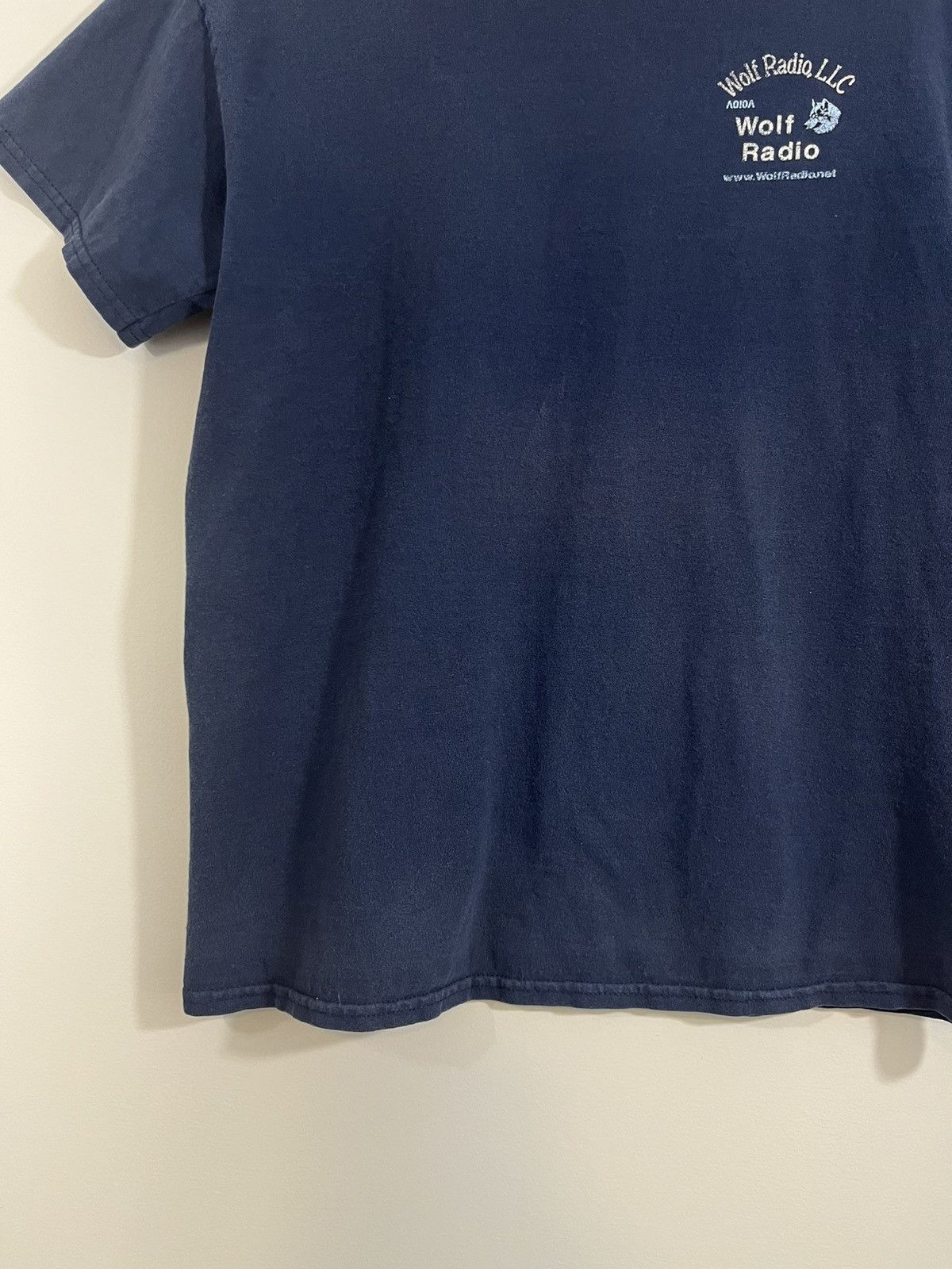 Vintage Wolf Radio Faded Navy Blue Tee | Grailed