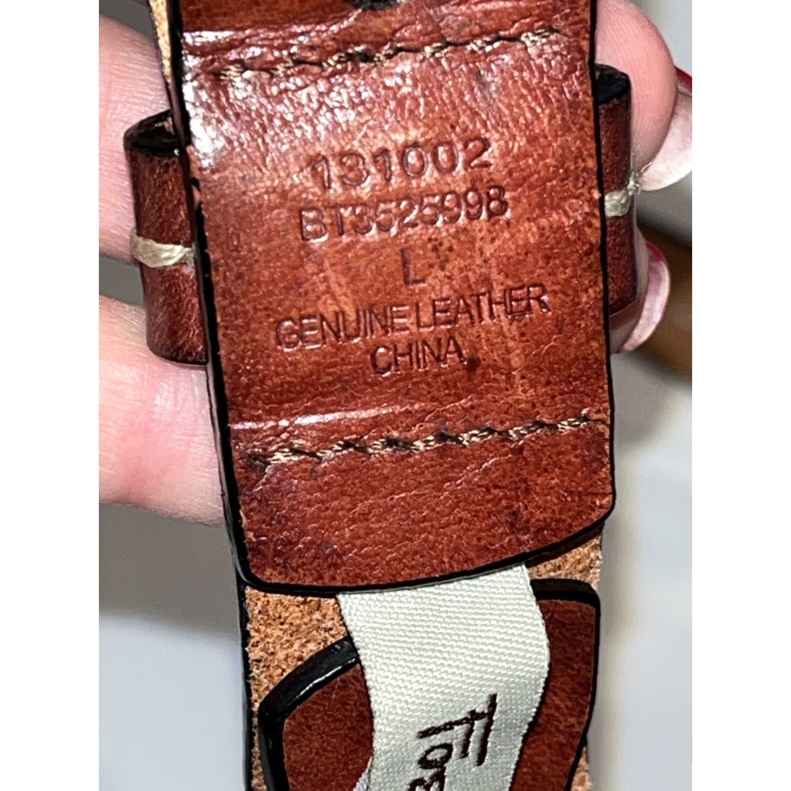 Fossil Fossil Belt Boho Leather Strap Chain Link Copper Buckle Festival 35-39” Tan Olive Size ONE SIZE - 4 Thumbnail