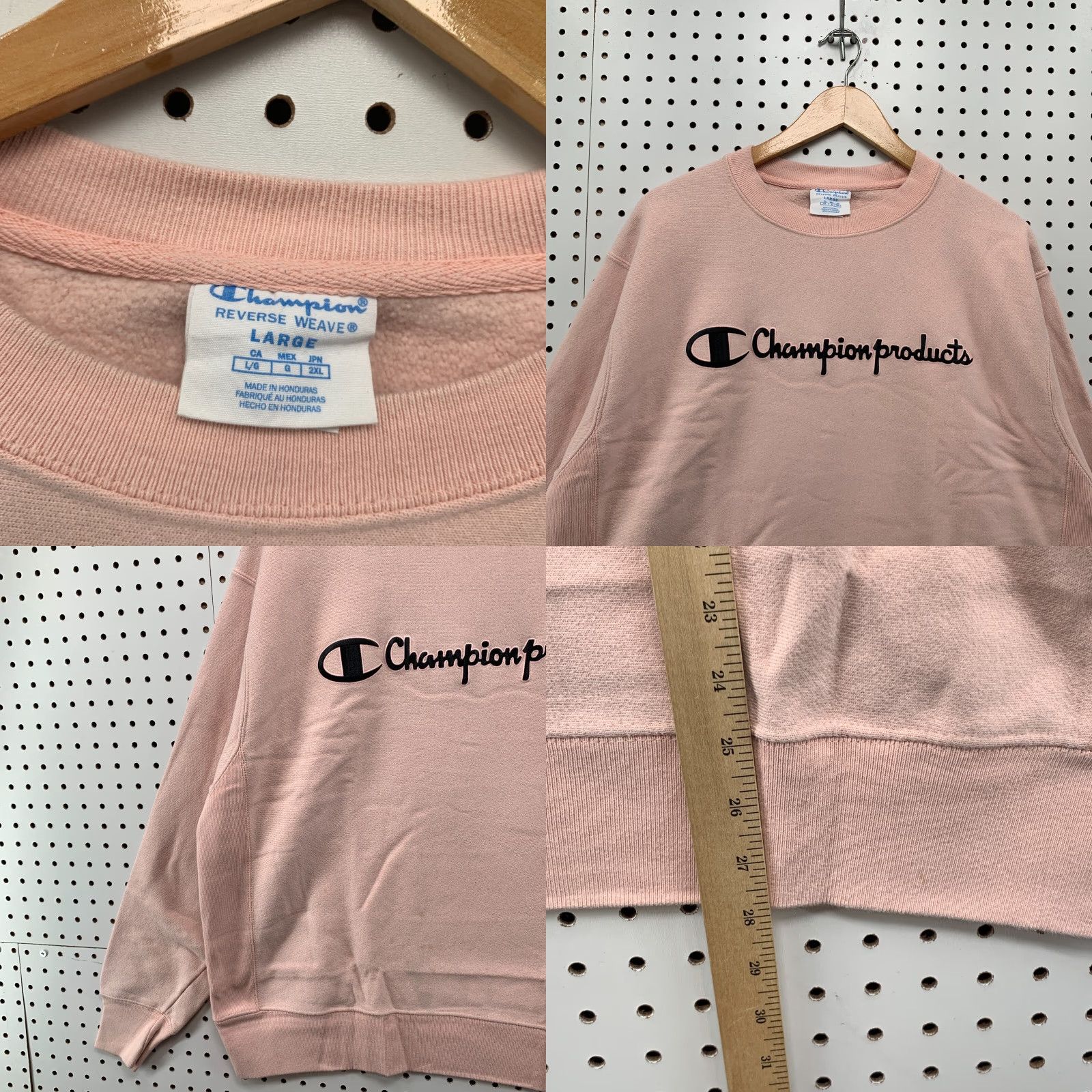 Champion Champion Sweatshirt Large Pink Reverse Weave Crewneck Spell Out Womens Size L / US 10 / IT 46 - 8 Thumbnail