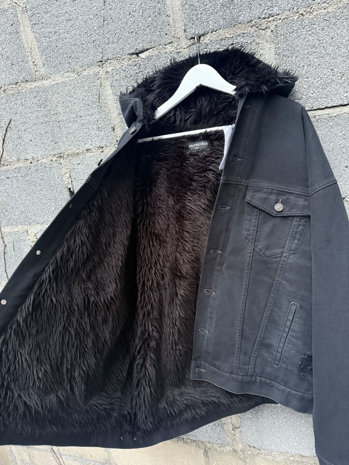 Balenciaga SS23 Balenciaga Faux Fur Hooded Denim Jacket Size US L / EU 52-54 / 3 - 3 Thumbnail