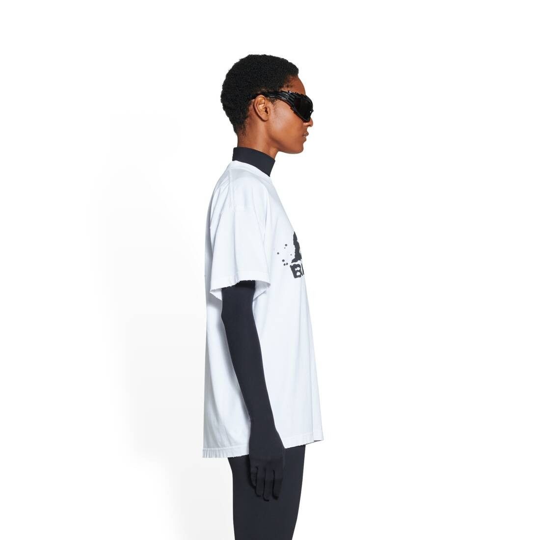 Balenciaga o1s1wg111125 Hand-Drawn BB Icon T-Shirt Medium Fit in White Size S / US 4 / IT 40 - 3 Thumbnail