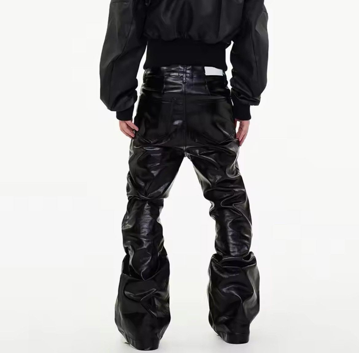 Jean × Vintage Men Wide Leg Coating Glossy Leather Jean Size US 31 - 3 Thumbnail