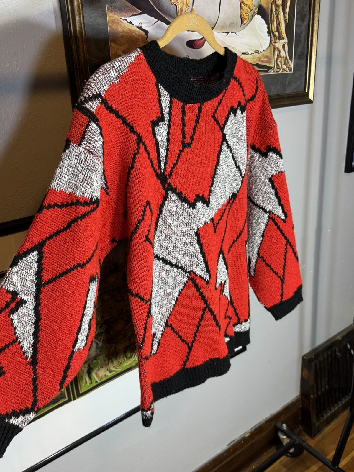 Vintage Vintage Abstract Patterned Red Sweater Size US M / EU 48-50 / 2 - 3 Thumbnail