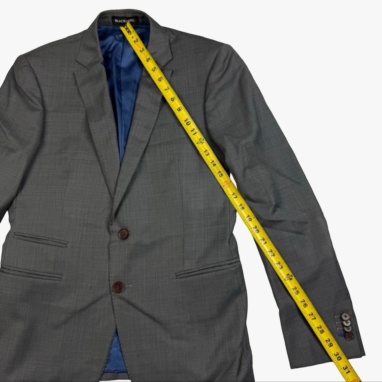 Other Black Lapel Men’s Bespoke Custom Slim 2-Button Blazer Gray • Size 36R - 9 Thumbnail