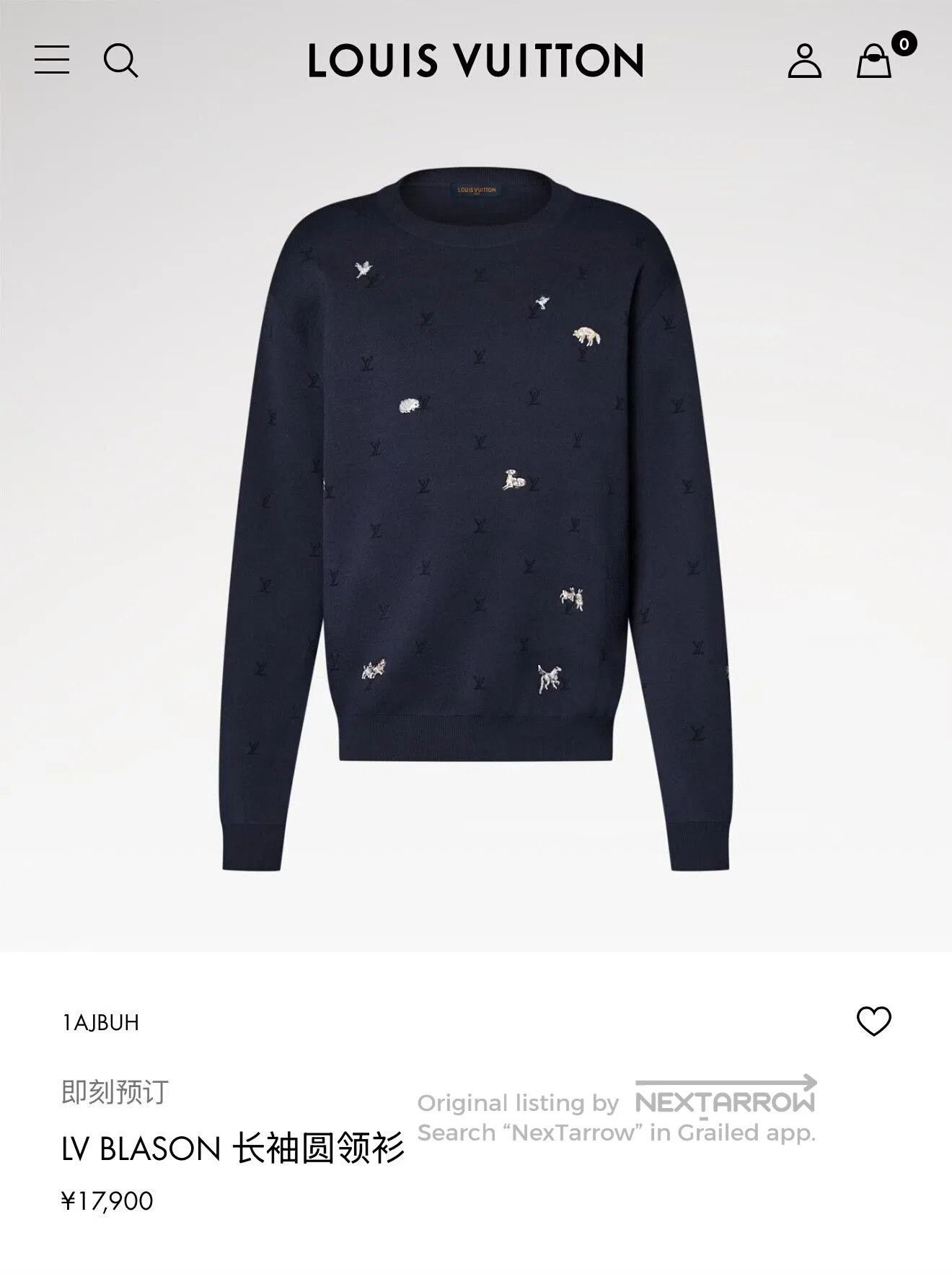 Louis Vuitton louis vuitton navy animal embroidered knit sweater. Size US M / EU 48-50 / 2 - 5 Thumbnail