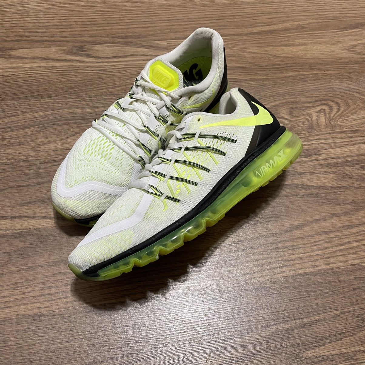 Nike Nike Air Max 2015 Running Shoes White Volt Green Size US 11 / EU 44 - 2 Thumbnail