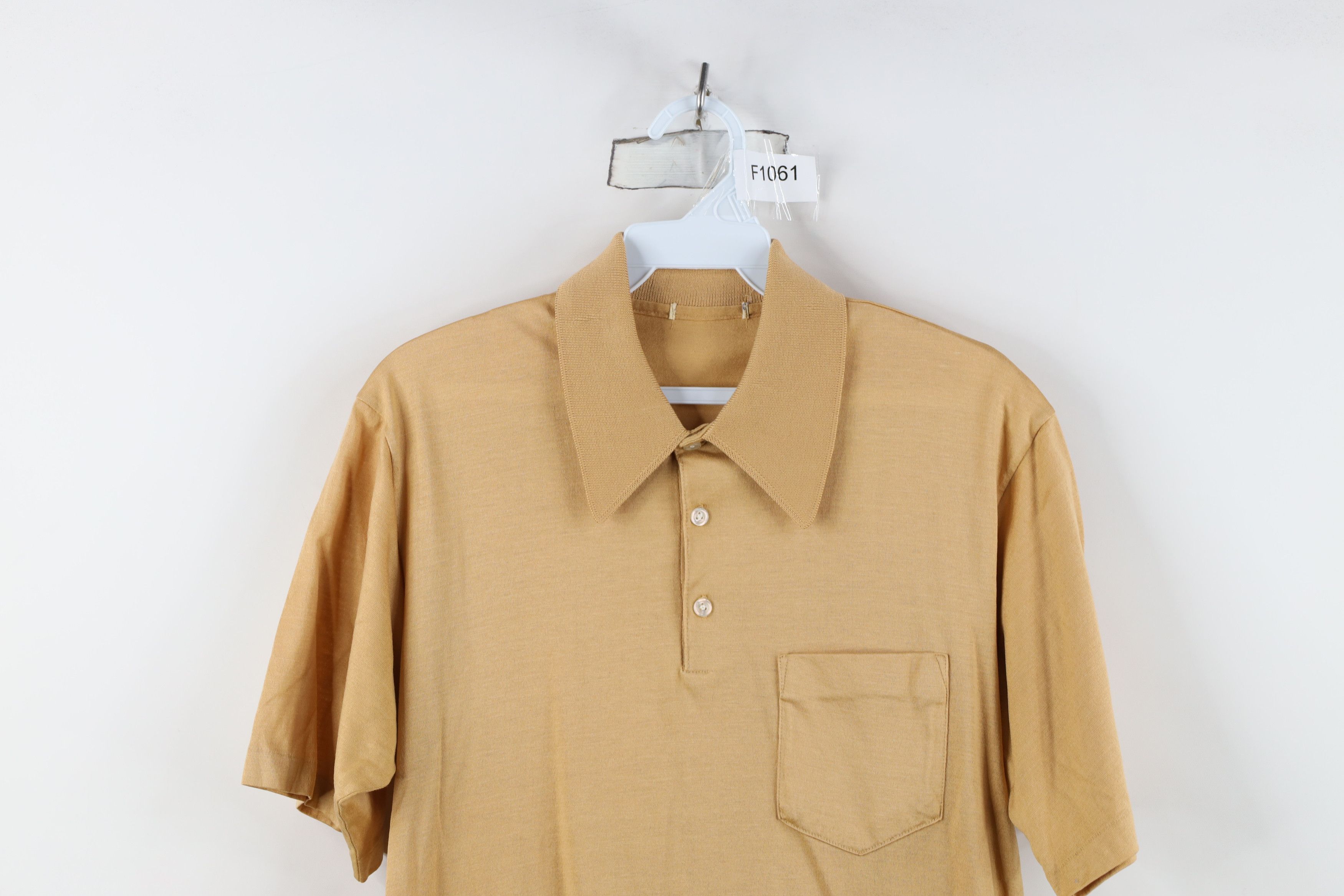 Vintage Vintage 50s 60s Ban Lon Knit Pocket Polo Shirt Beige USA Size US M / EU 48-50 / 2 - 2 Thumbnail