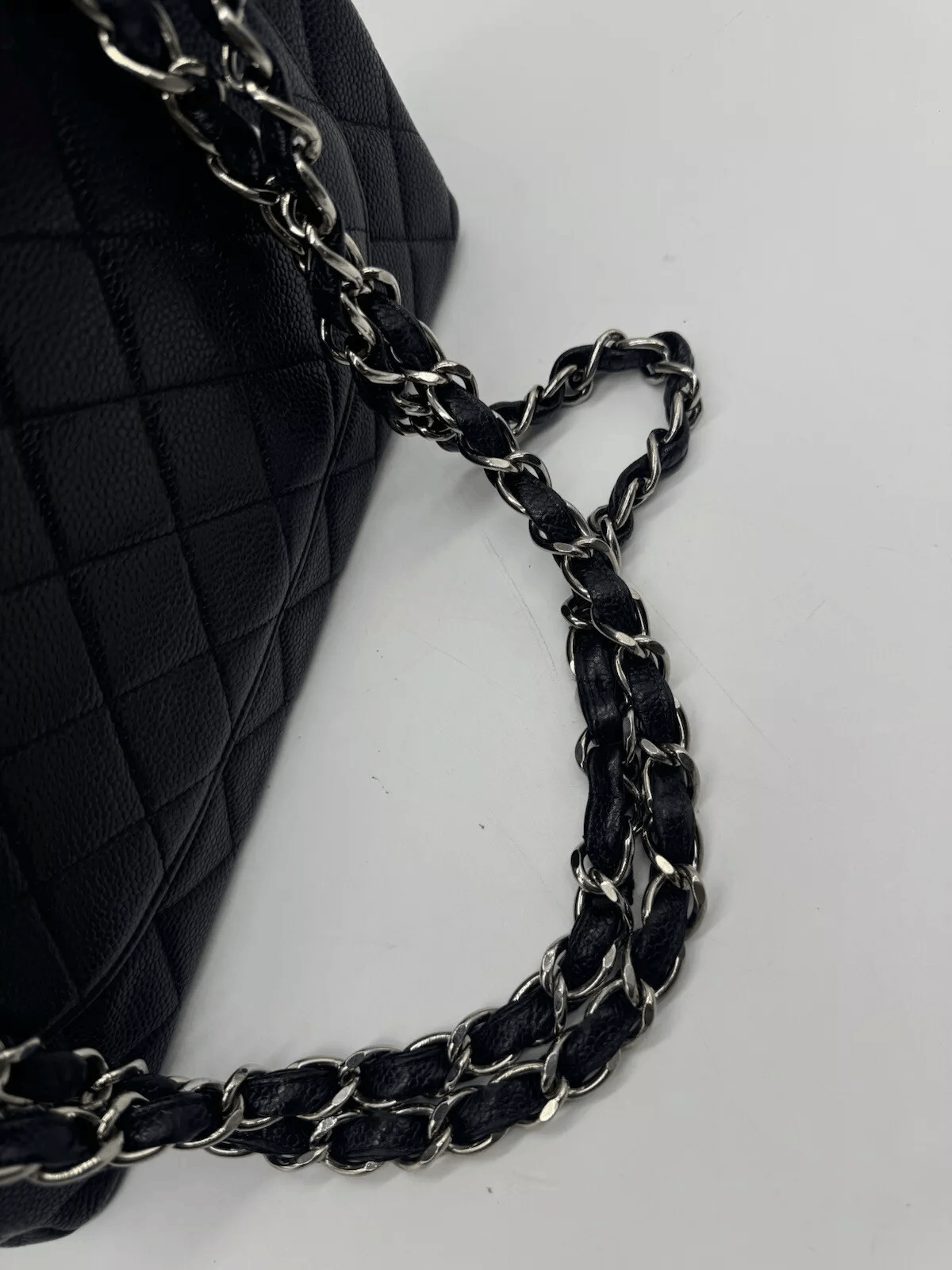 Chanel CHANEL Black Caviar Leather Jumbo Flap Silver CC Chain Size ONE SIZE - 7 Thumbnail