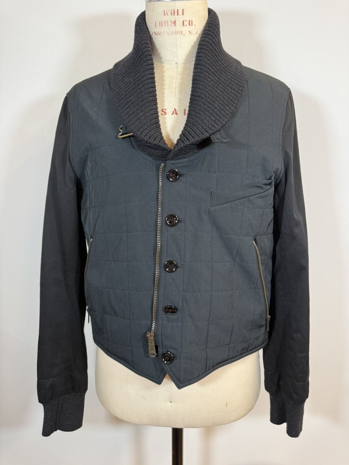 Yves Saint Laurent YSL Quilted Hybrid Bomber Jacket - Slate/Black - Size 54 Size US L / EU 52-54 / 3 - 13 Thumbnail