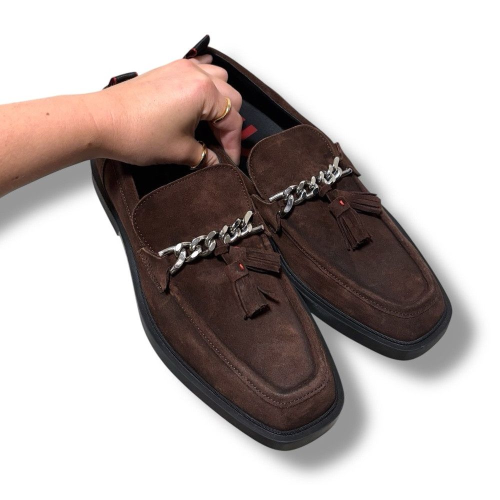 Hugo HUGO Iker Brown Suede Slip-On Tassel Square Toe Loafers Size US 8.5 / EU 41-42 - 2 Thumbnail