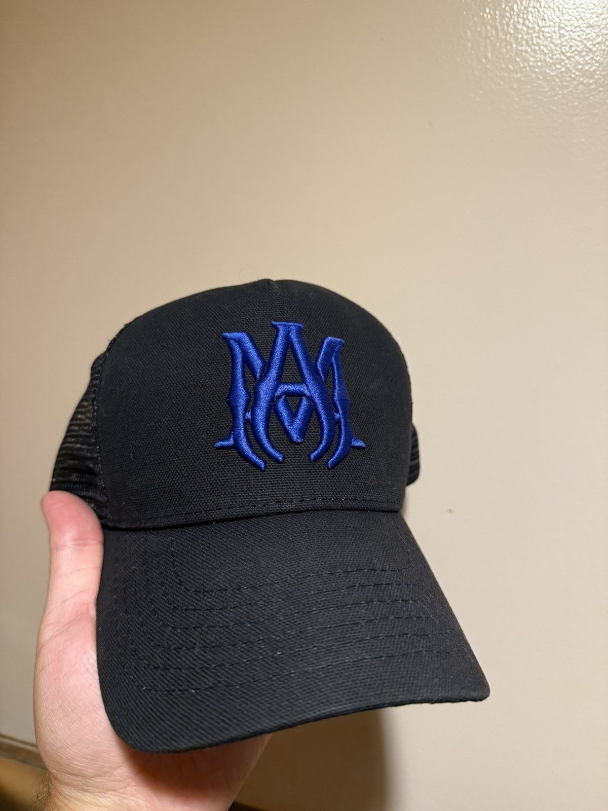 Amiri Amiri MA logo trucker hat black blue Size ONE SIZE - 1 Thumbnail