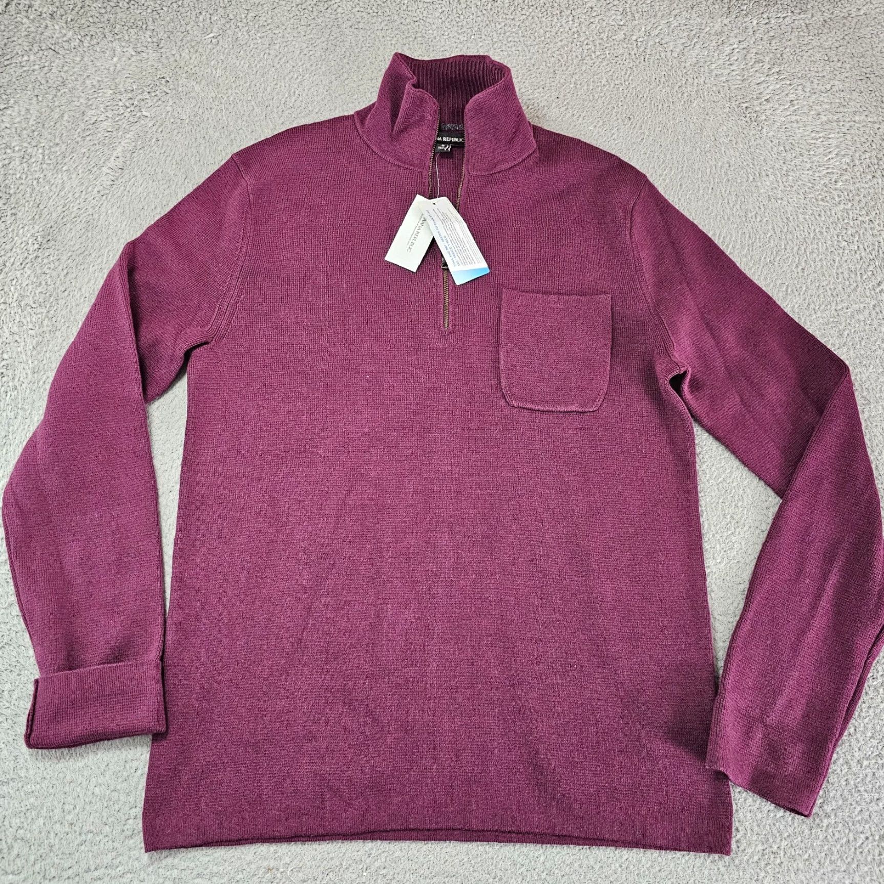 Banana Republic Banana Republic Sweater Mens Small 1/4 Zip Pullover Office Preppy Cotton Blend Red Knit Mock Neck Size US S / EU 44-46 / 1 - 2 Thumbnail