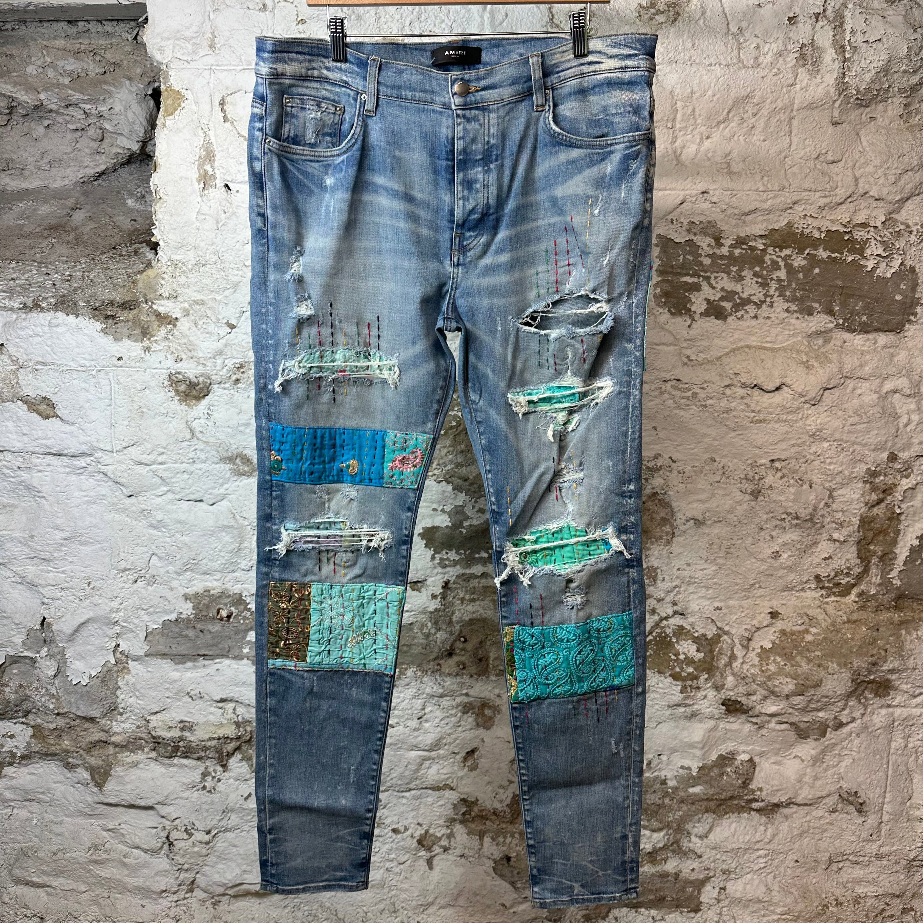 Amiri Amiri Quilted Patches Blue Denim Jeans Sz 38 Size US 38 / EU 54 - 1 Thumbnail