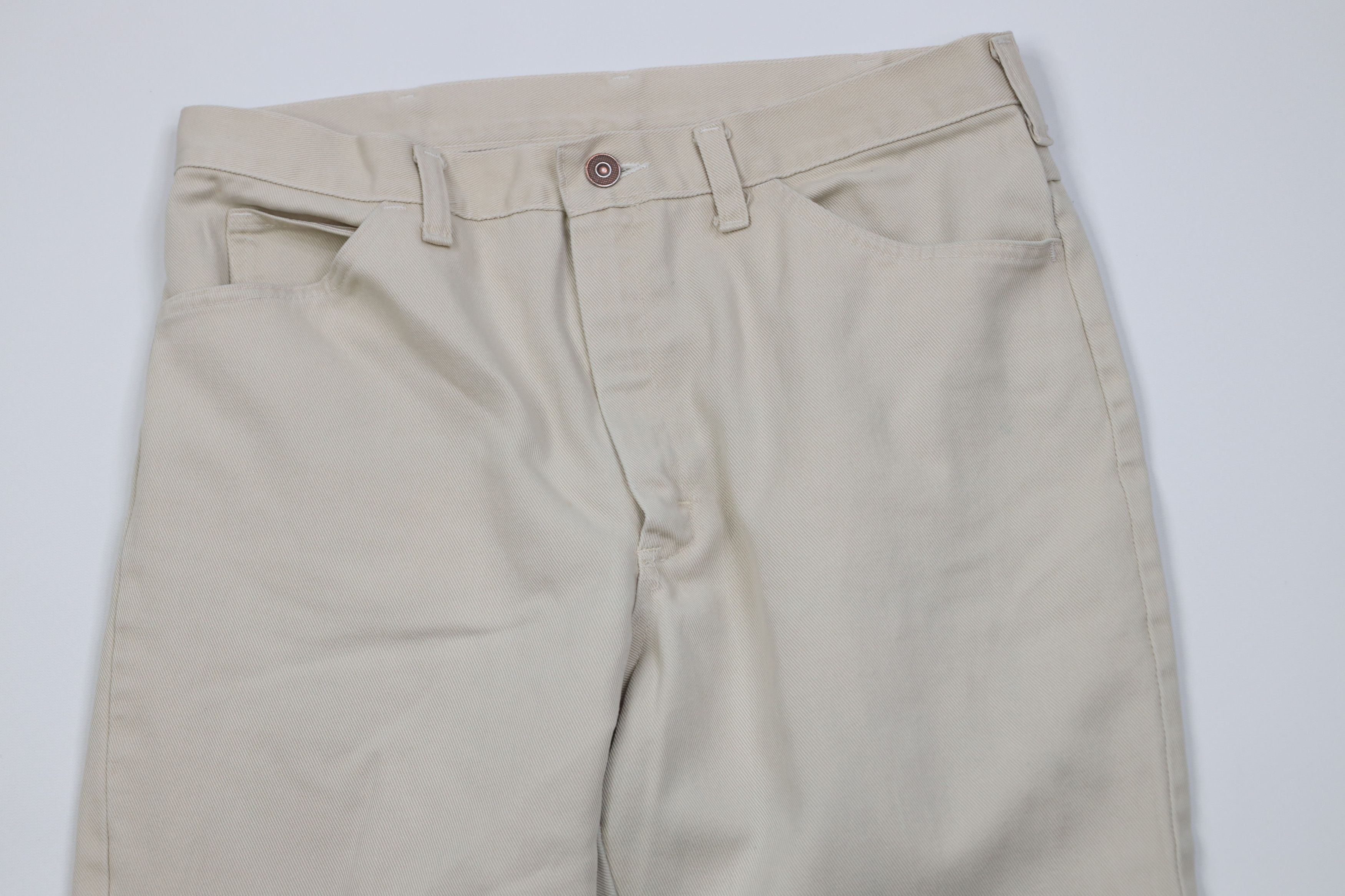 Vintage Vintage 70s Streetwear Twill Flared Wide Leg Jeans Beige USA Size US 32 / EU 48 - 2 Thumbnail