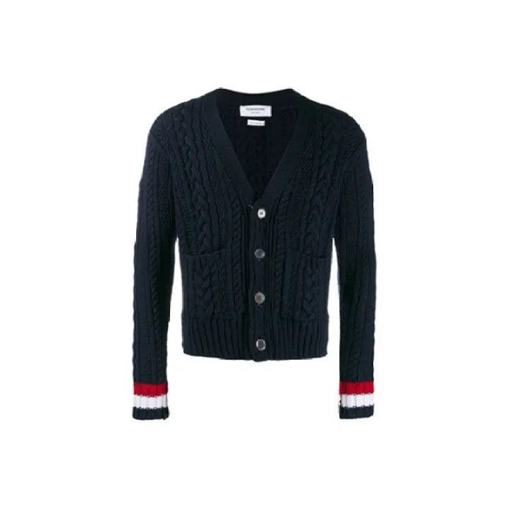 Thom Browne Thom Browne Navy Wool V-Neck Cardigan -2507 Size US M / EU 48-50 / 2 - 7 Thumbnail
