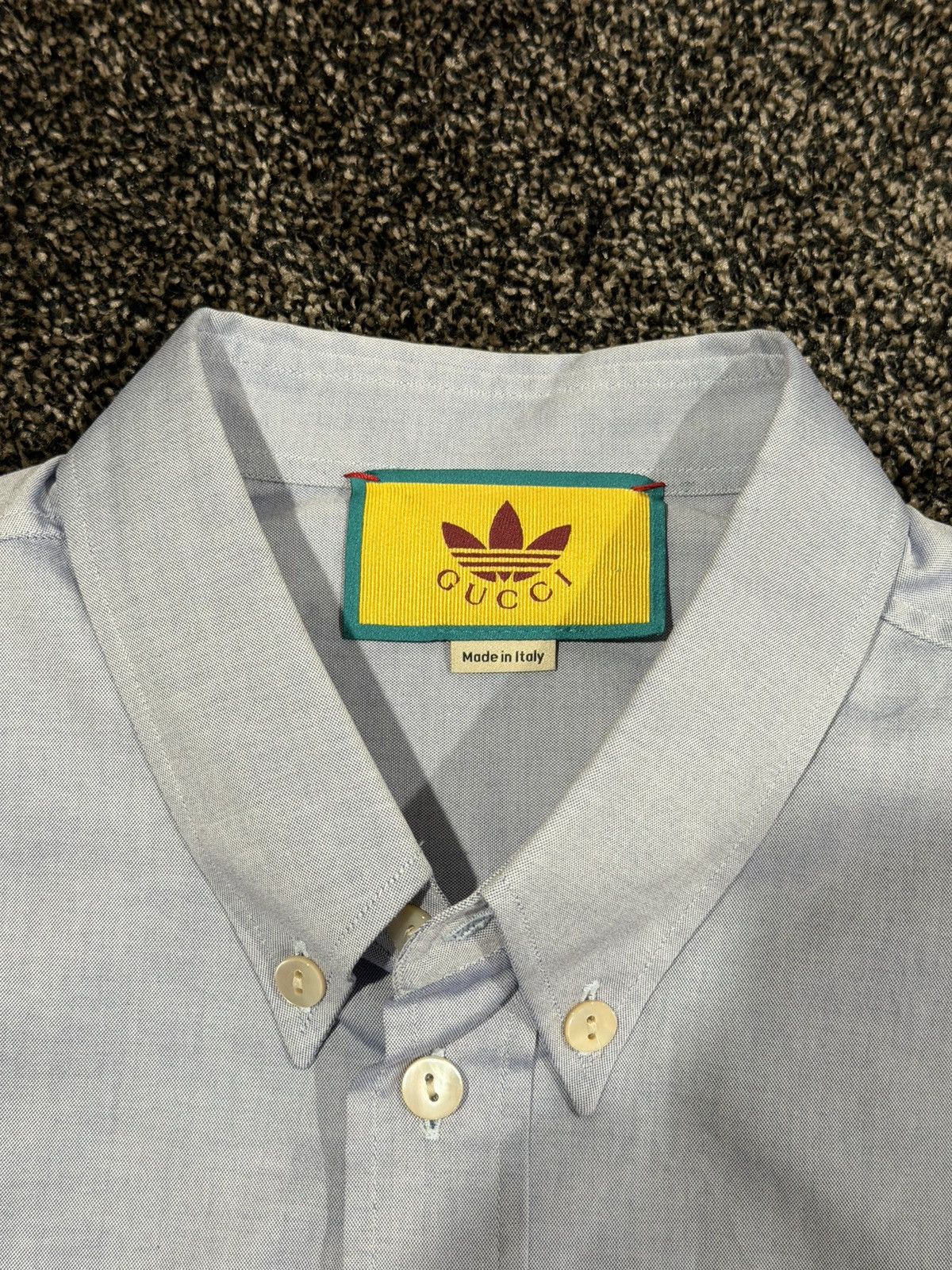 Adidas × Gucci Gucci x Adidas Light Blue / Gray Logo Oxford Button Up Shirt Size US M / EU 48-50 / 2 - 7 Thumbnail