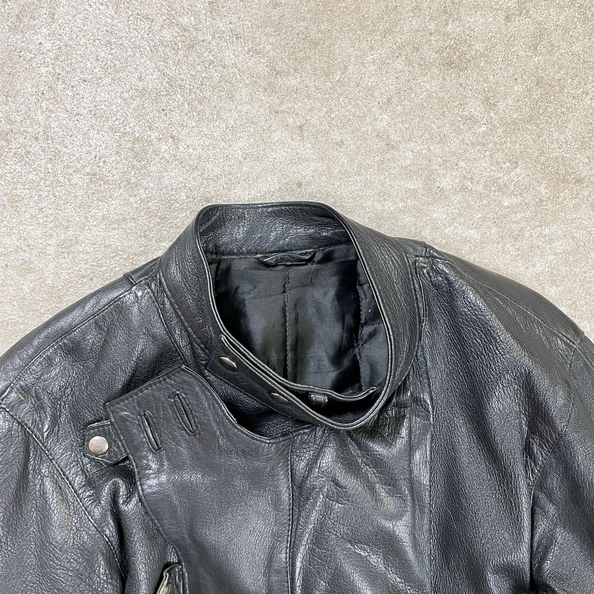 Vintage Vintage Swedish Army Motorcycle Black Leather Jacket Size US M / EU 48-50 / 2 - 2 Thumbnail
