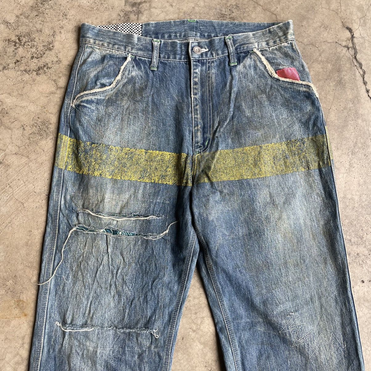 Japanese Brand × Vintage 🔥🇯🇵Vintage Stoned Washed Ripped Distress Bush Pants Jeans Size US 32 / EU 48 - 2 Thumbnail