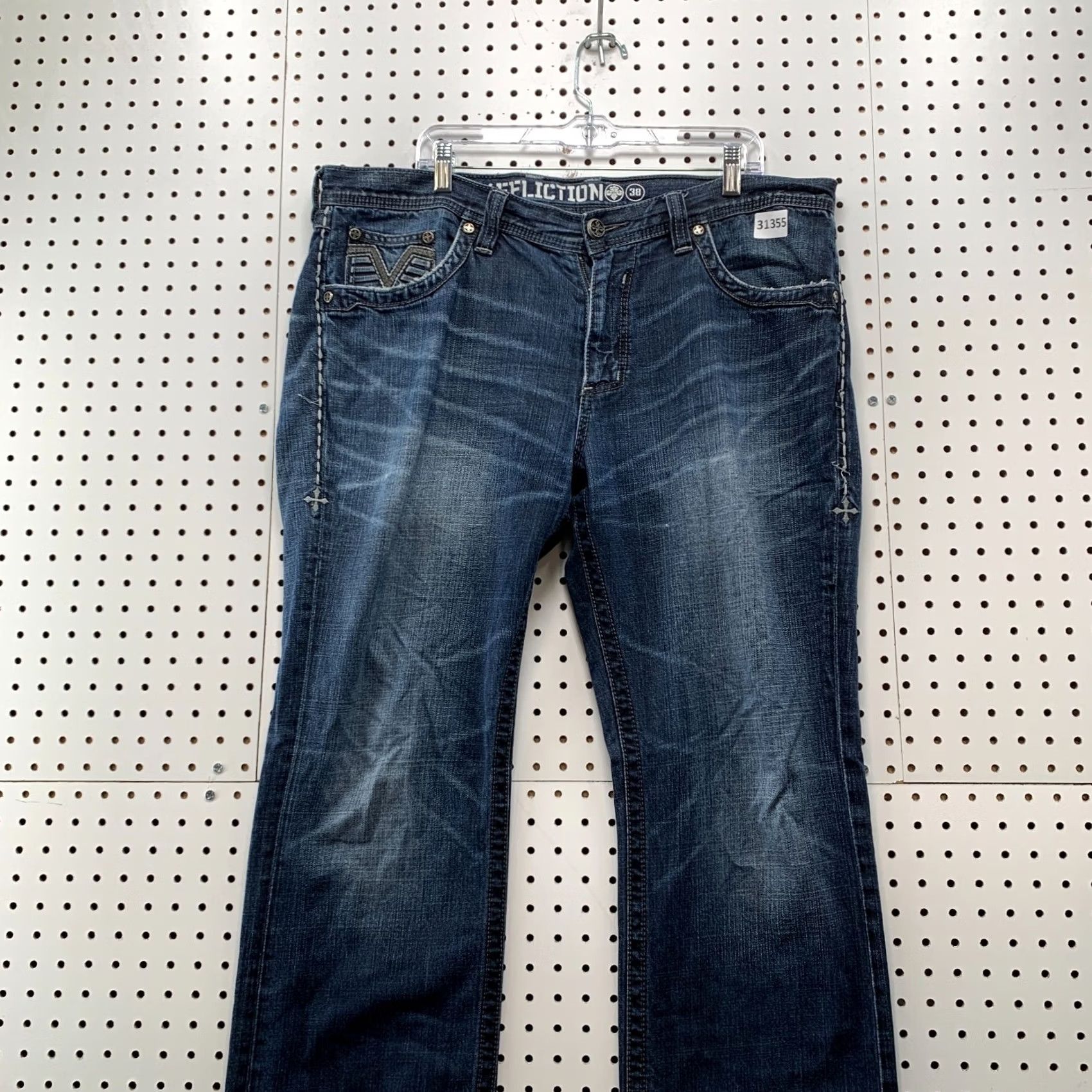 Affliction VINTAGE Affliction Jeans Mens 38 Blue Denim Distressed Baggy Straight 41x32.5 Relaxed 90s 2000s Mens Size US 38 / EU 54 - 3 Thumbnail
