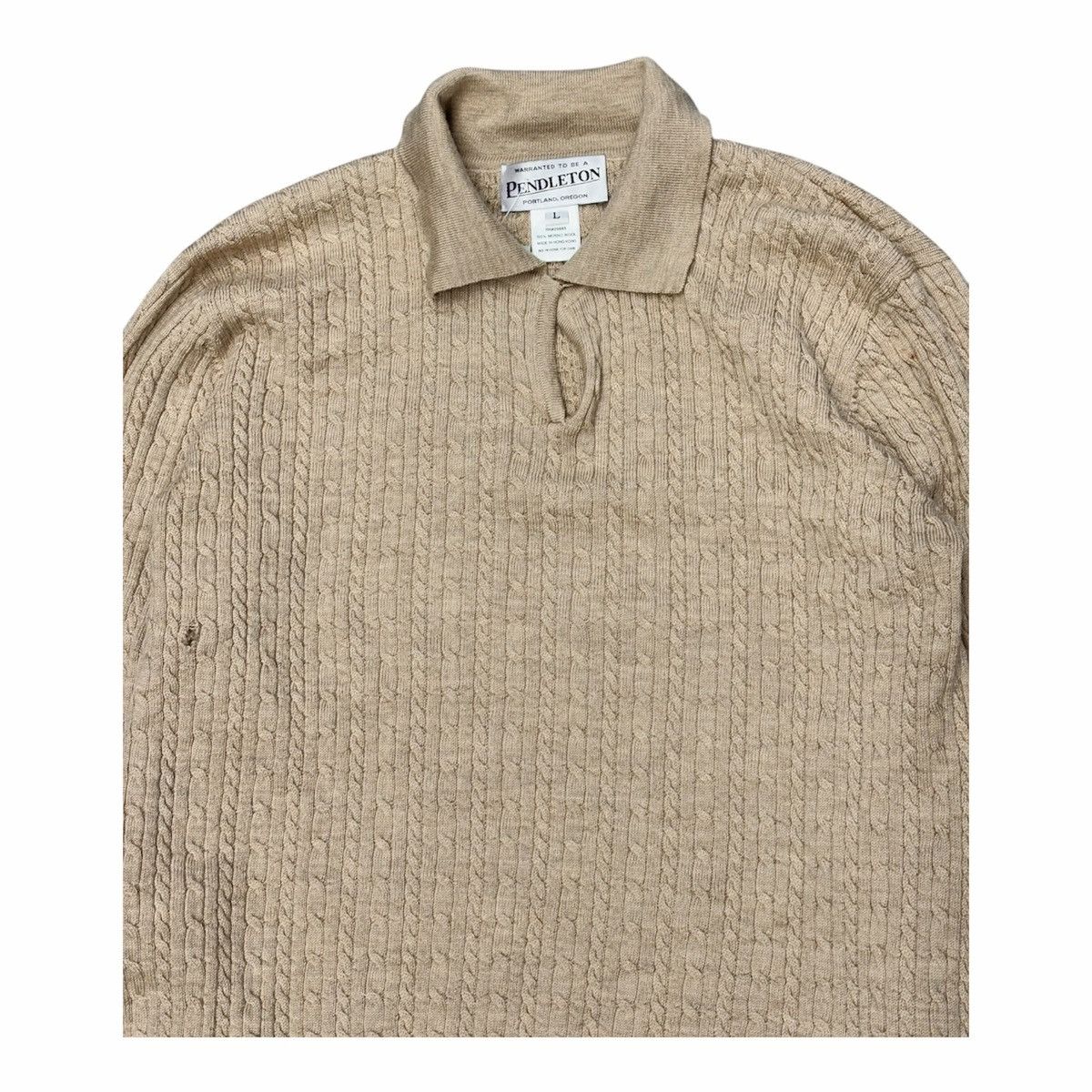 Vintage Vintage 90s Cream Cable Knit Polo Sweater Women Size L Size L / US 10 / IT 46 - 2 Thumbnail