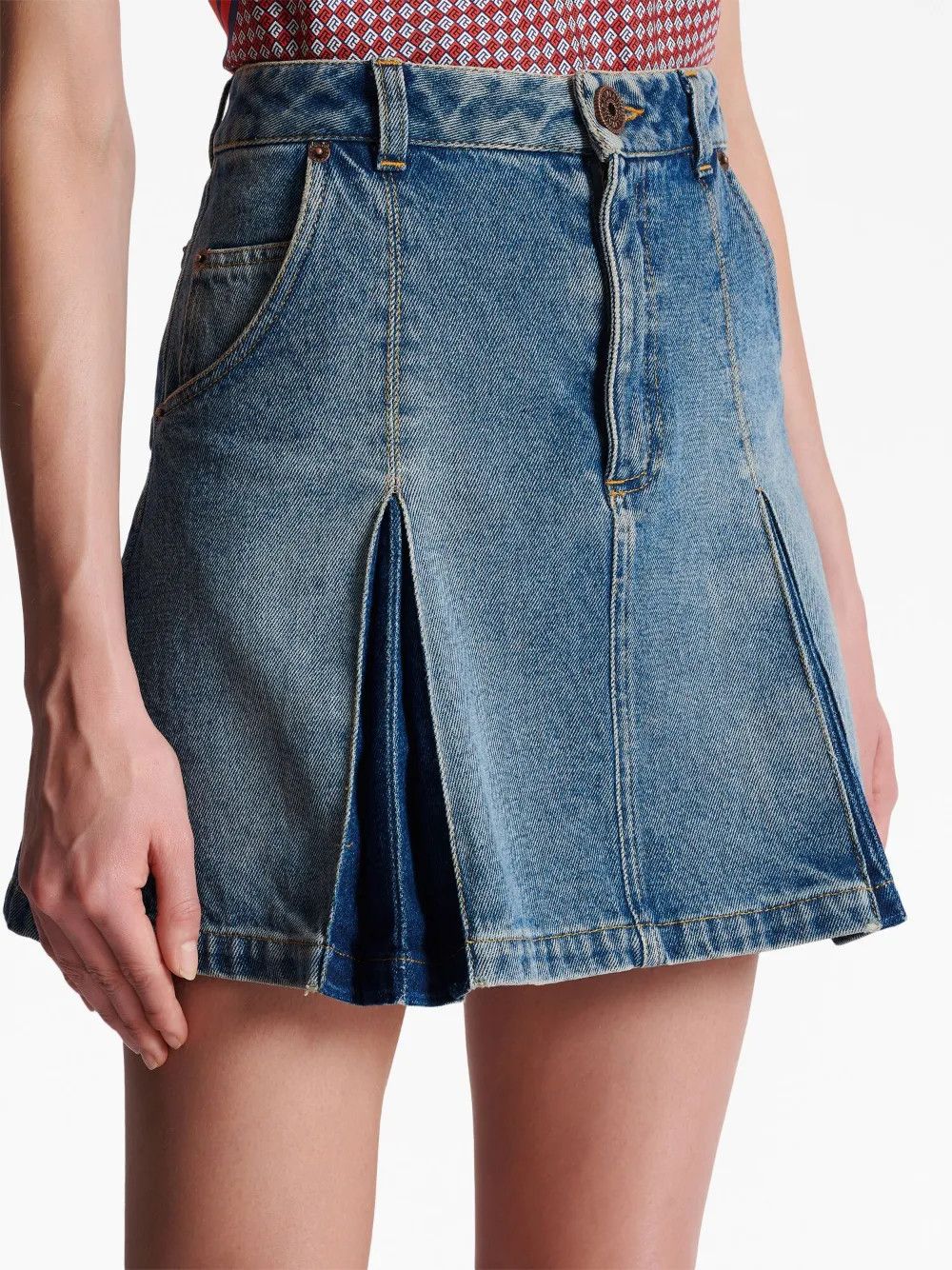 Balmain o1y0625 Denim Skirt in Blue Size 30" / US 8 / IT 44 - 2 Thumbnail