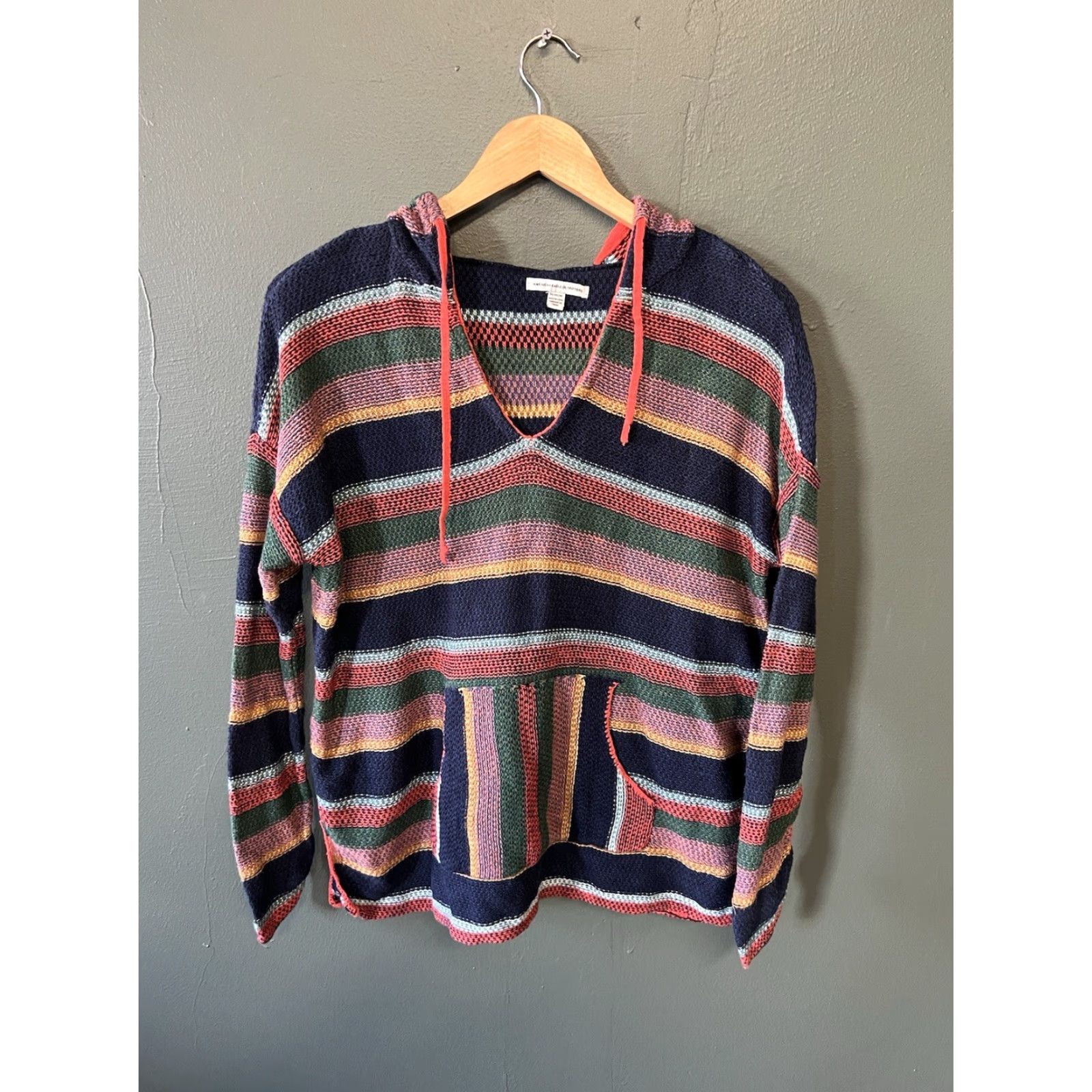 American Eagle Outfitters American Eagle Womens Multicolor Knit Hooded Sweater Size Medium Size M / US 6-8 / IT 42-44 - 2 Thumbnail