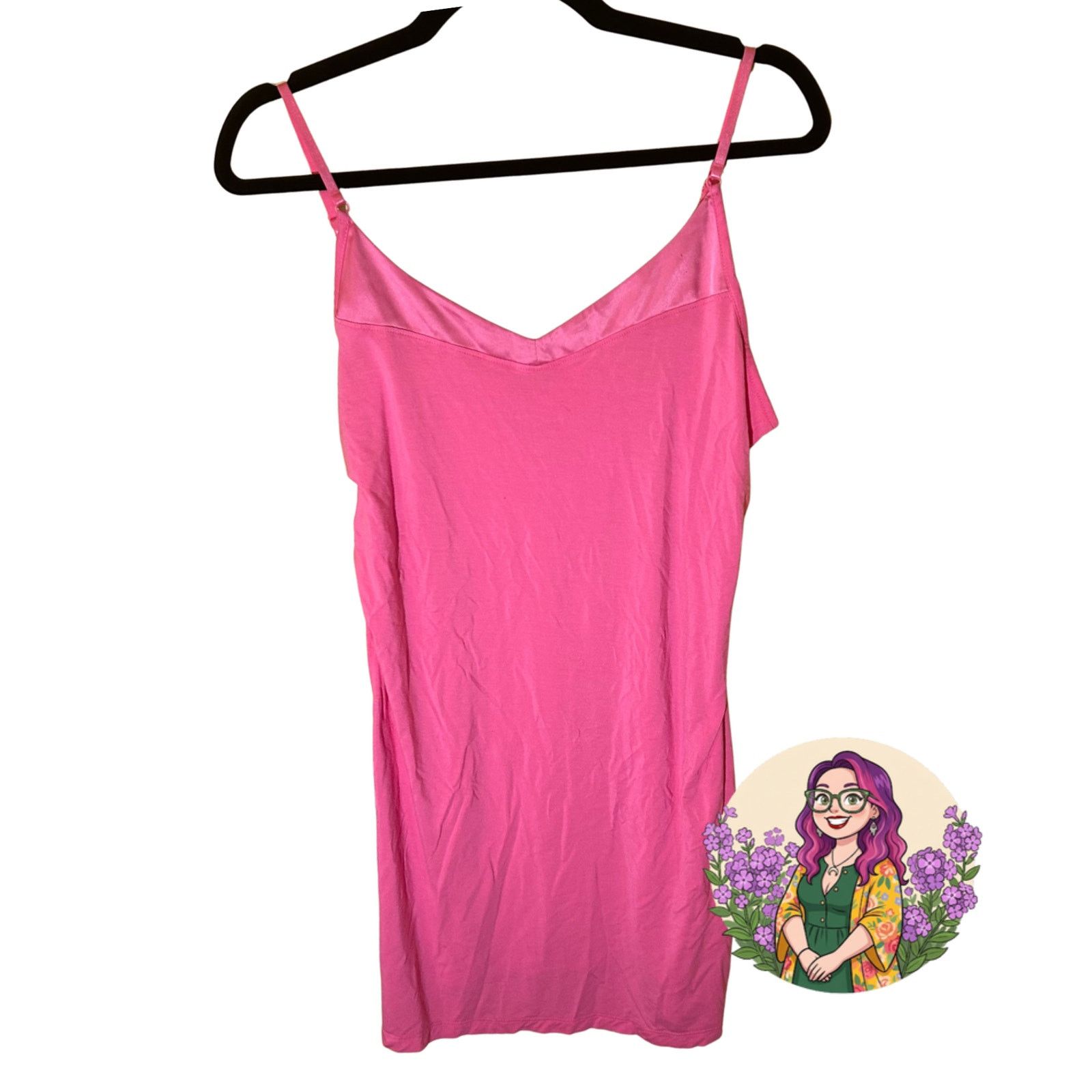 Other Pink Satin Trim Cami Nightgown Large Coquette Size L / US 10 / IT 46 - 1 Thumbnail