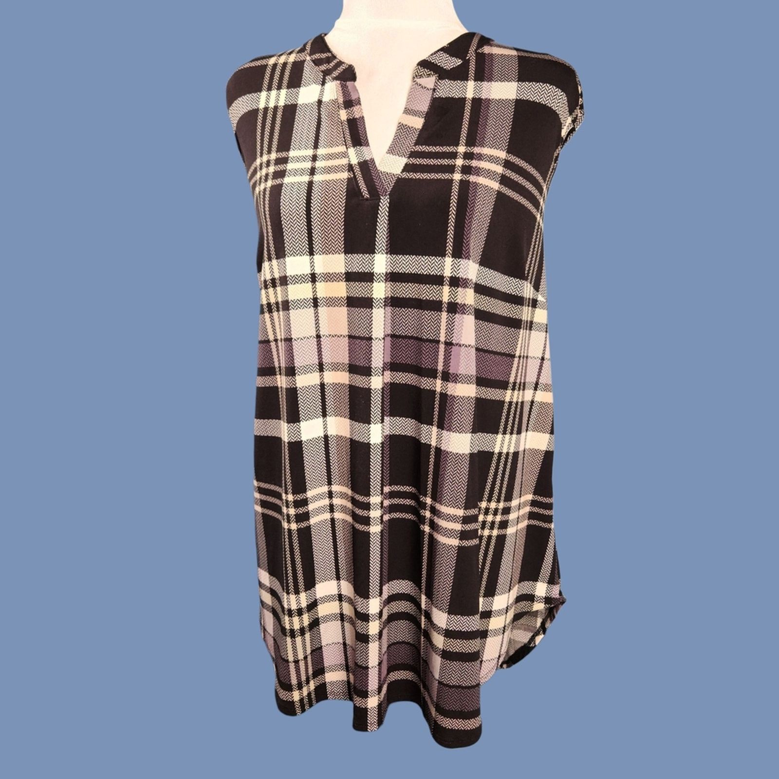 Other Cato Size 18/20W Blouse Black and Cream Plaid Tunic Size XXL / US 16-18 / IT 52-54 - 8 Thumbnail