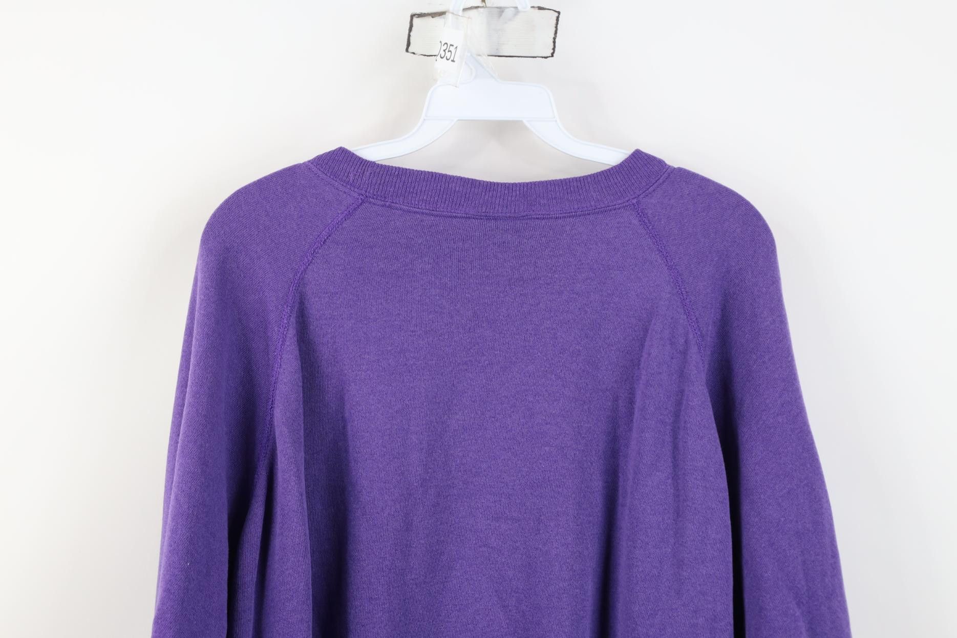 Vintage Vintage 90s Streetwear Raglan Crewneck Sweatshirt Purple USA Size XXL / US 16-18 / IT 52-54 - 13 Thumbnail