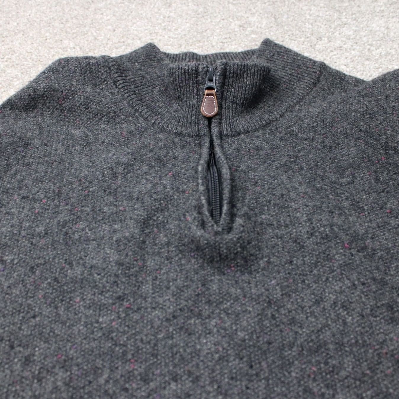 Jos. A. Bank Jos. A. Bank Sweater Mens 2XL Gray 1/4 Zip Mock Neck Lambswool/Nylon Blend Pullover Knit" Size US XXL / EU 58 / 5 - 5 Thumbnail