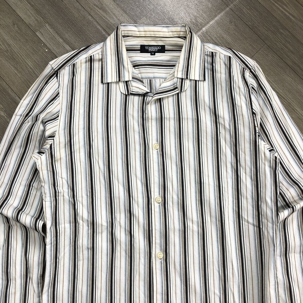 Japanese Brand × Tornado Mart 2000s Tornado Mart Japan Striped Button Up Shirt Size US M / EU 48-50 / 2 - 2 Thumbnail