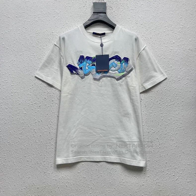 Louis Vuitton Graffiti Letter LOGO Embroidered Short Sleev