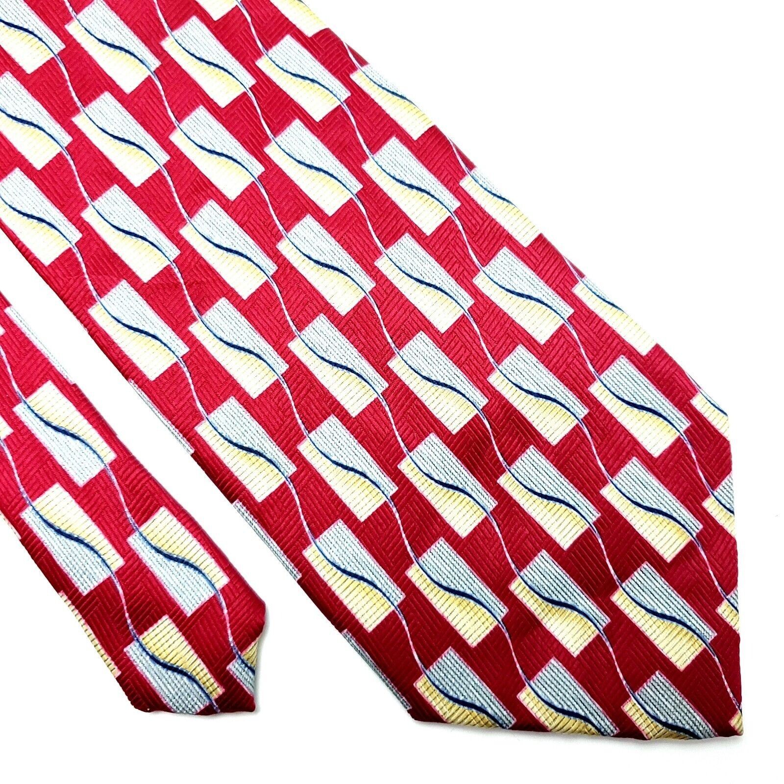 Vintage Renzo Polyester Tie Print Red Geometric Size ONE SIZE - 1 Thumbnail