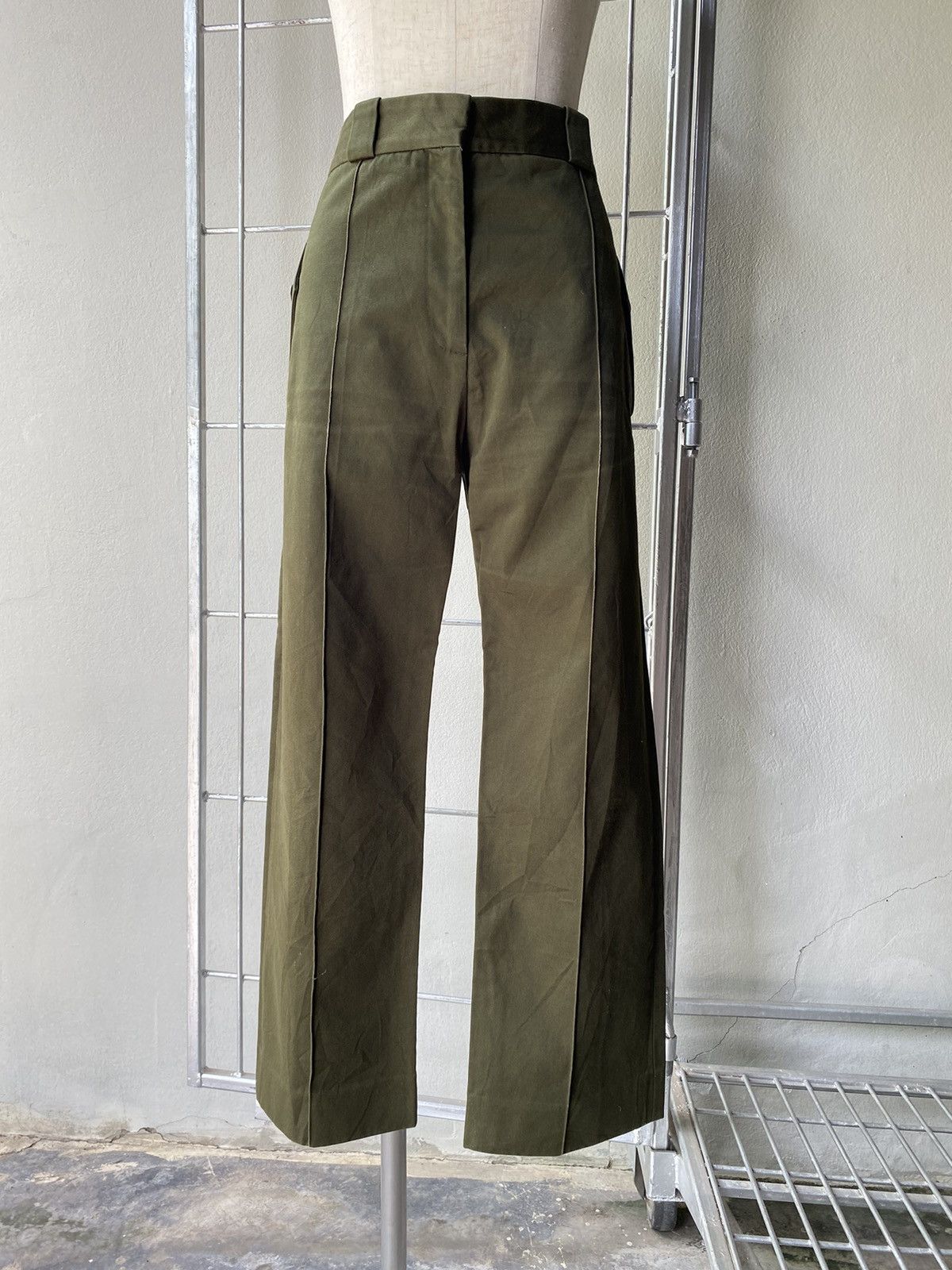 Celine Old Celine military formal flare pants dark green Size 25" / US 0 / IT 36 - 5 Thumbnail