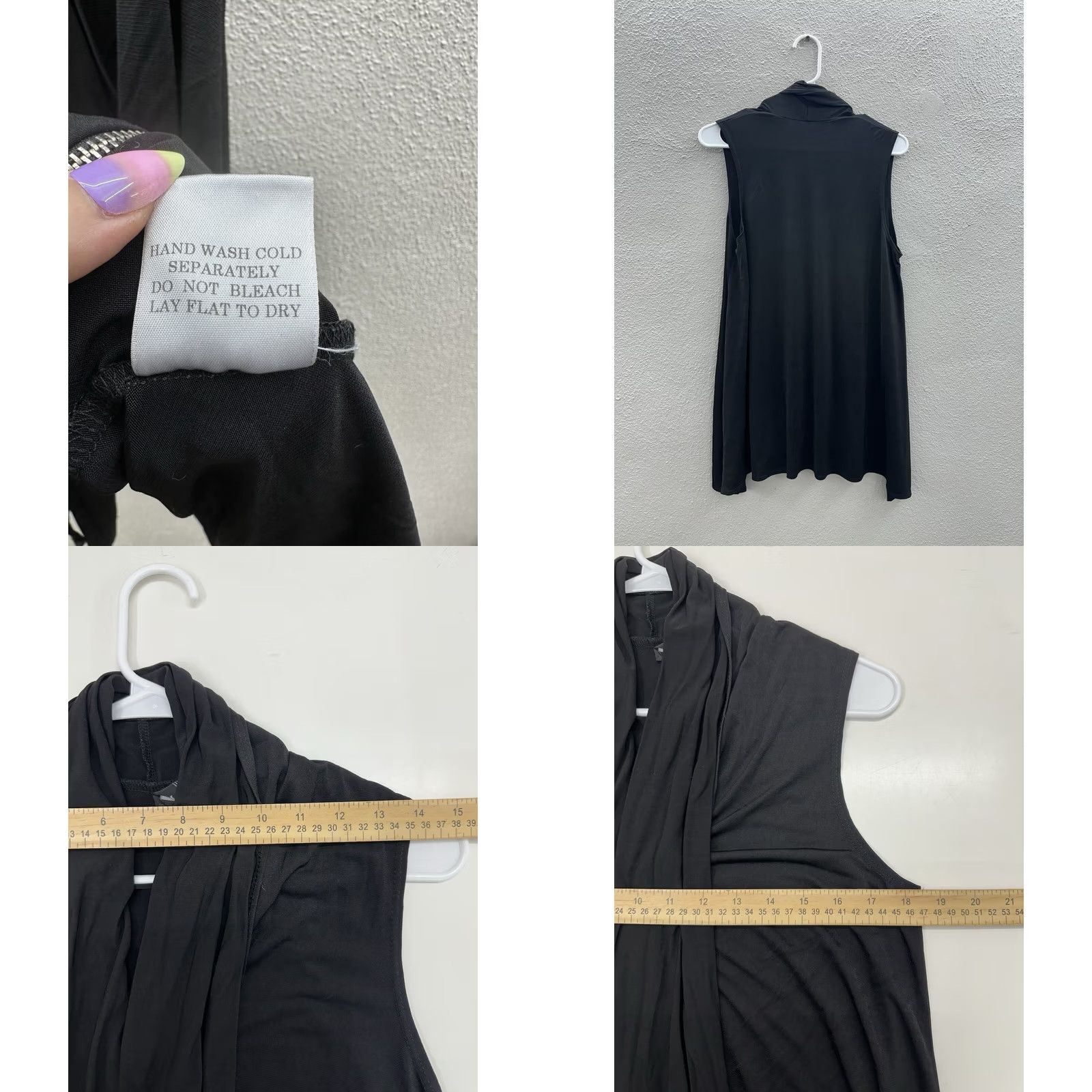 J Brand Slinky Brand Womens Top Size Medium Black Zip Up Sleeveless Vintage Cardigan Knit Solid Bohemian Winter Fall Spring Limited Ladies Mens Girls? Size M / US 6-8 / IT 42-44 - 8 Thumbnail