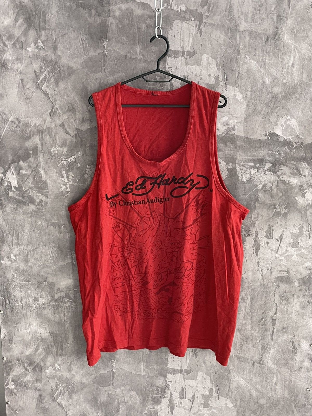 Ed Hardy Vintage Ed Hardy Red Tank Top Y2K 00s Punk Grunge Hype Size US XXL / EU 58 / 5 - 1 Thumbnail