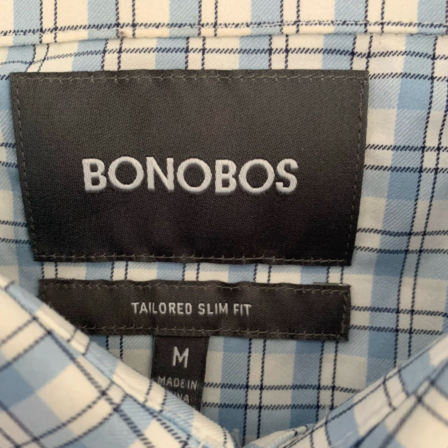 Bonobos Bonobos Shirt Mens Medium Blue Plaid Slim Fit Nylon Blend Performance Shirt Size US M / EU 48-50 / 2 - 2 Thumbnail