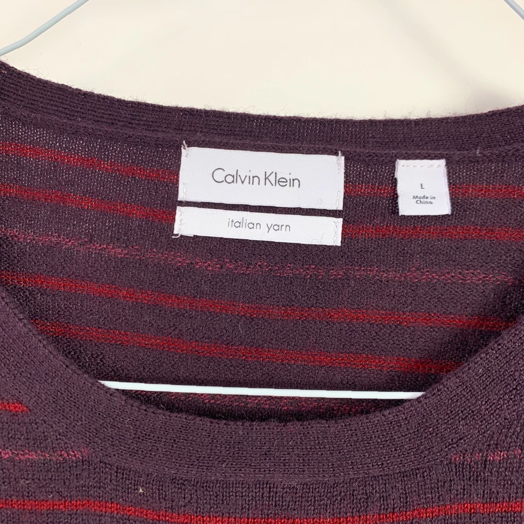 Calvin Klein Calvin Klein Purple Wool Blend Italian Yarn Striped Crew Neck Sweater Mens Large Size US L / EU 52-54 / 3 - 2 Thumbnail