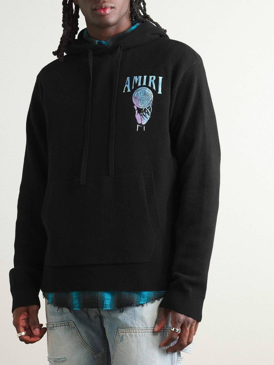 Amiri o1y0525 Logo Hoodie in Black Size US L / EU 52-54 / 3 - 3 Thumbnail