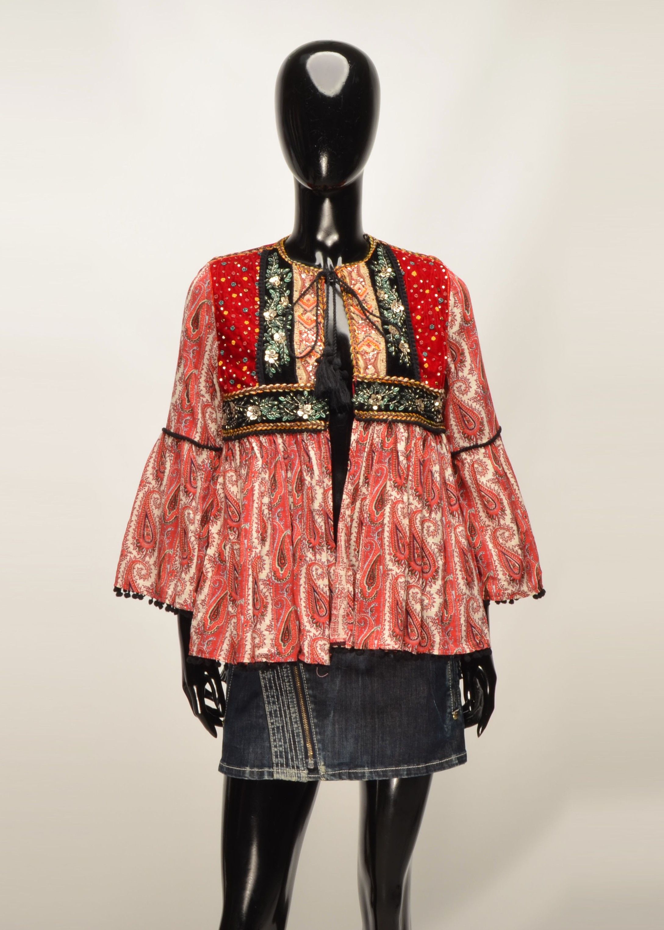 Zara ZARA Bohemian Gypsy Embroidered Embellished Paisley Blouse Size S / US 4 / IT 40 - 1 Thumbnail