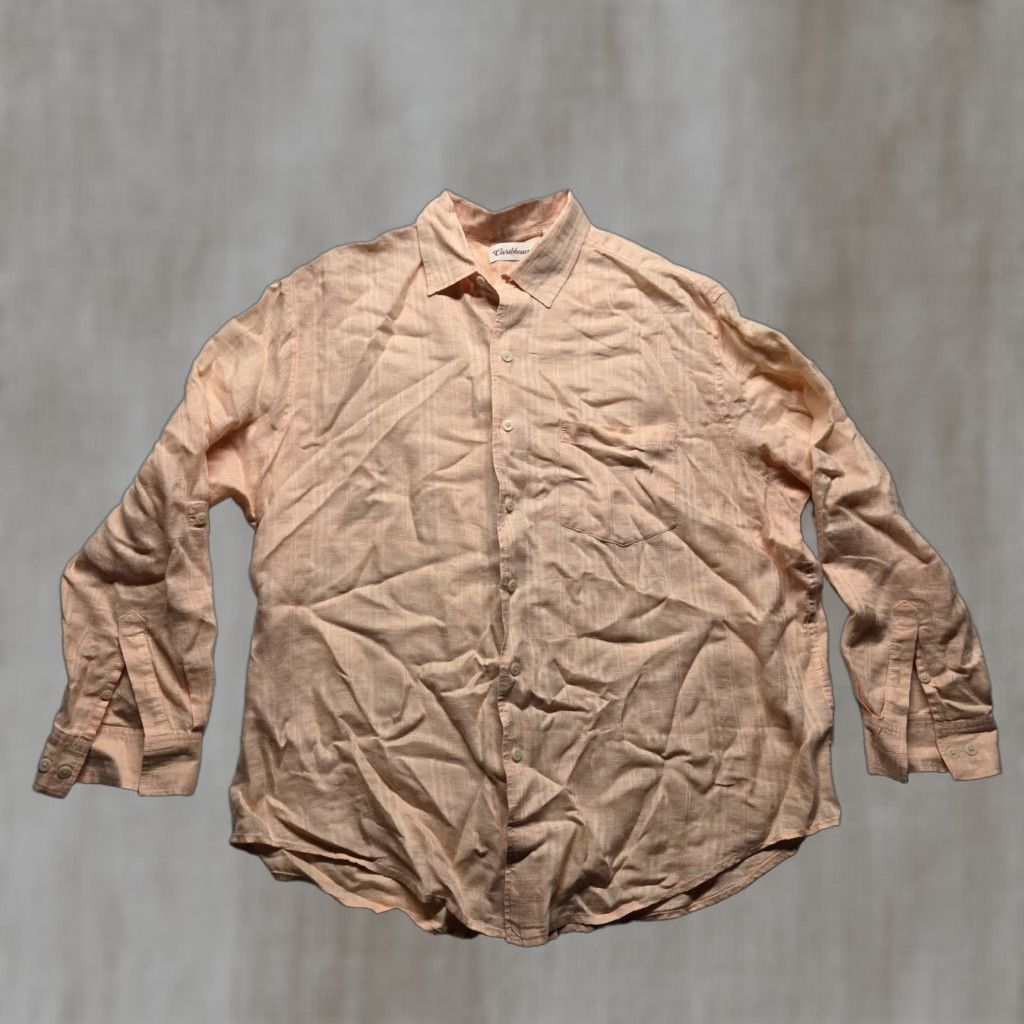 Vintage Caribbean Button Up Shirt Long Sleeve Pink/Salmon Adult Men's XL Extra Large Size US XL / EU 56 / 4 - 1 Thumbnail