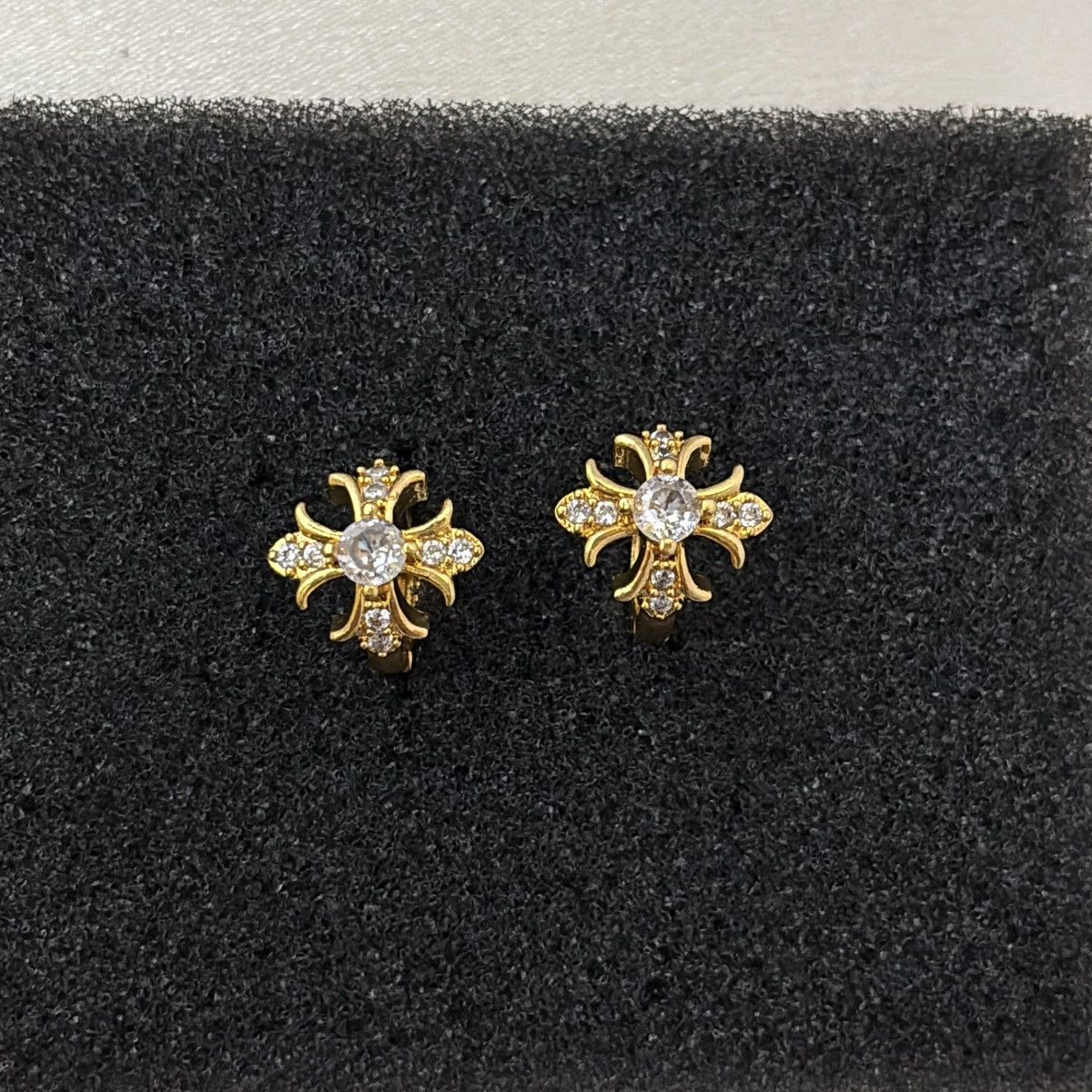 13mm CZ Cross Hoop Earrings for Men Women Hip Hop Unisex