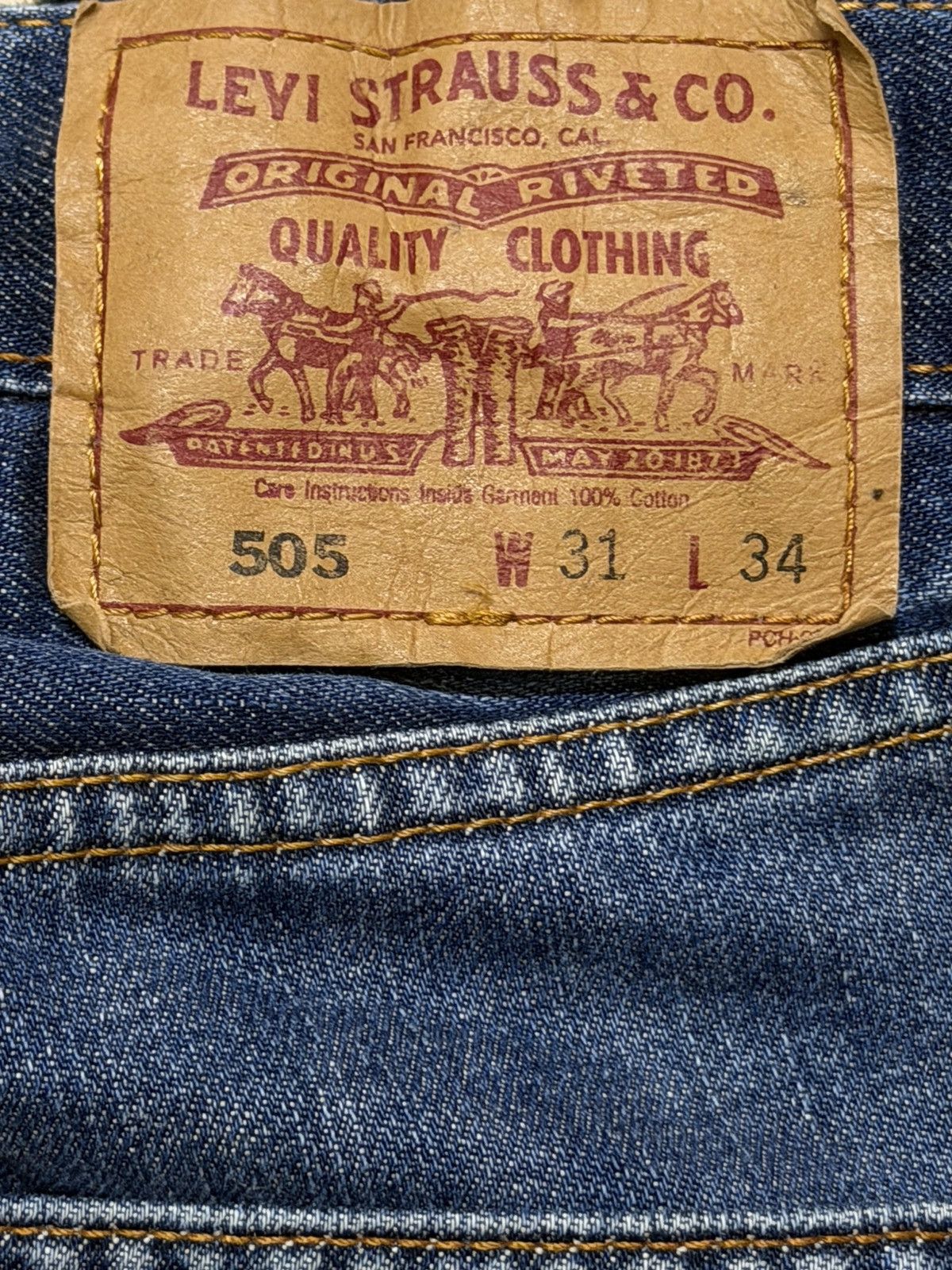 Levi's Vintage 90s Levis 505 Blue Faded Wash Distress Straight Leg Size US 30 / EU 46 - 6 Thumbnail