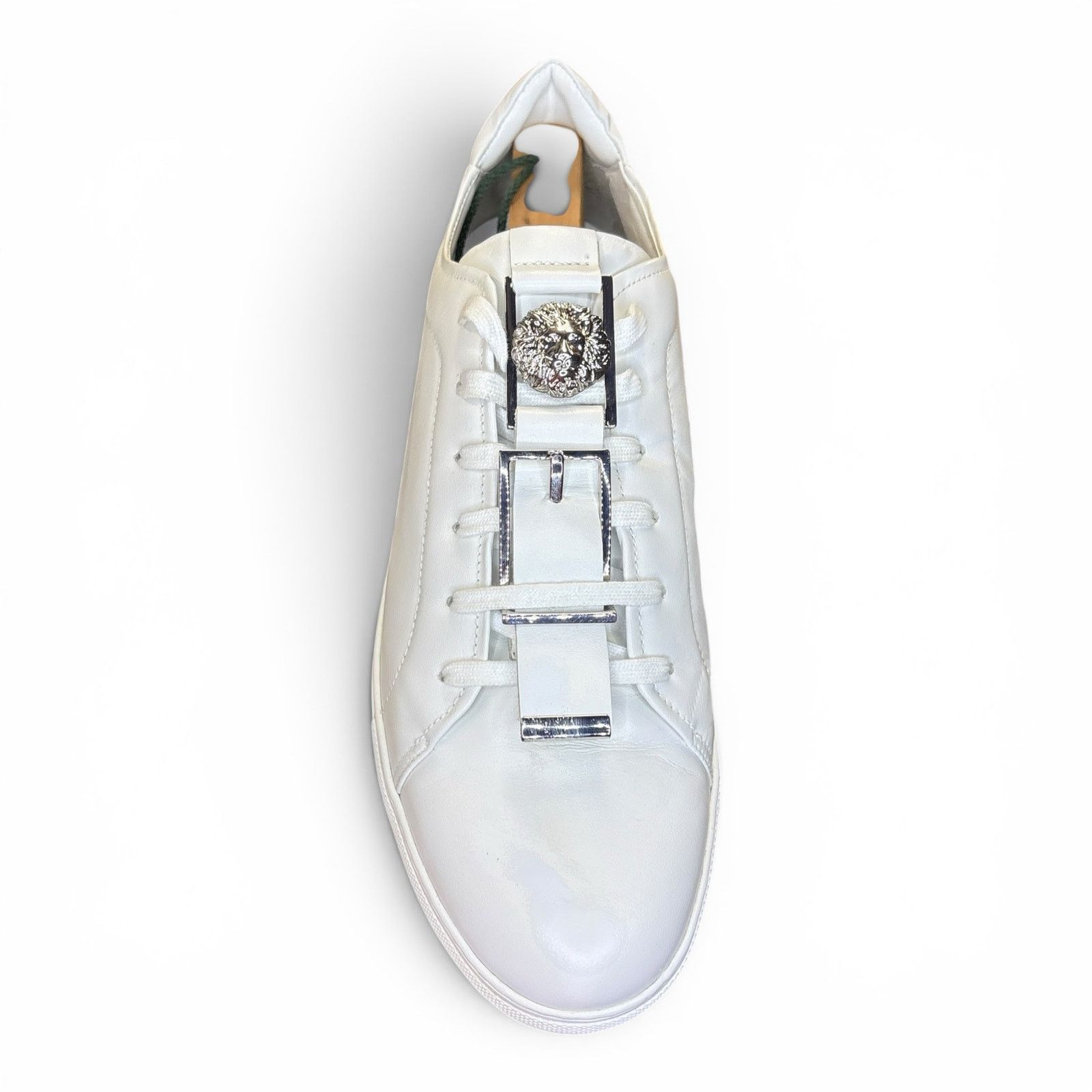 Versace Versace White Versus Sneaker Silver Buckle | Size 44(11) Size US 11 / EU 44 - 1 Thumbnail