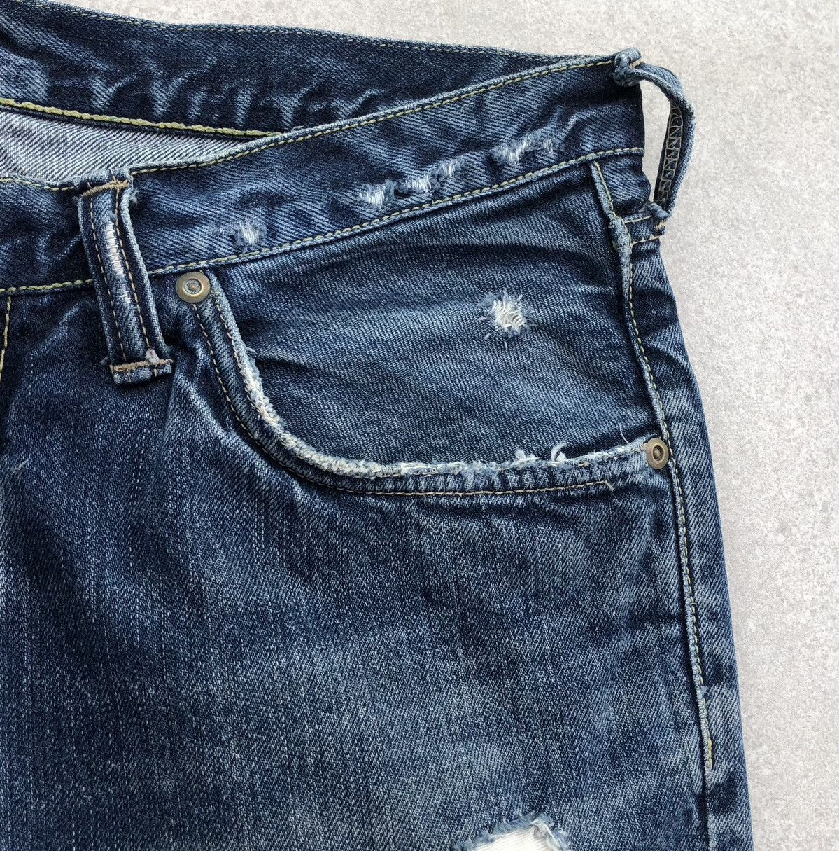Blue Blue Japan Vintage blue blue japan denim Distressed Jeans Size US 33 - 4 Thumbnail