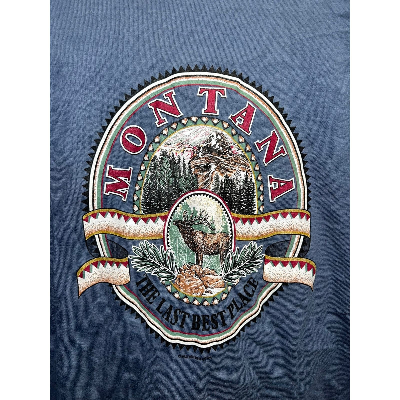 Anvil Vintage Montana Shirt The Last Best Place Blue Large L 90s Size US L / EU 52-54 / 3 - 2 Thumbnail