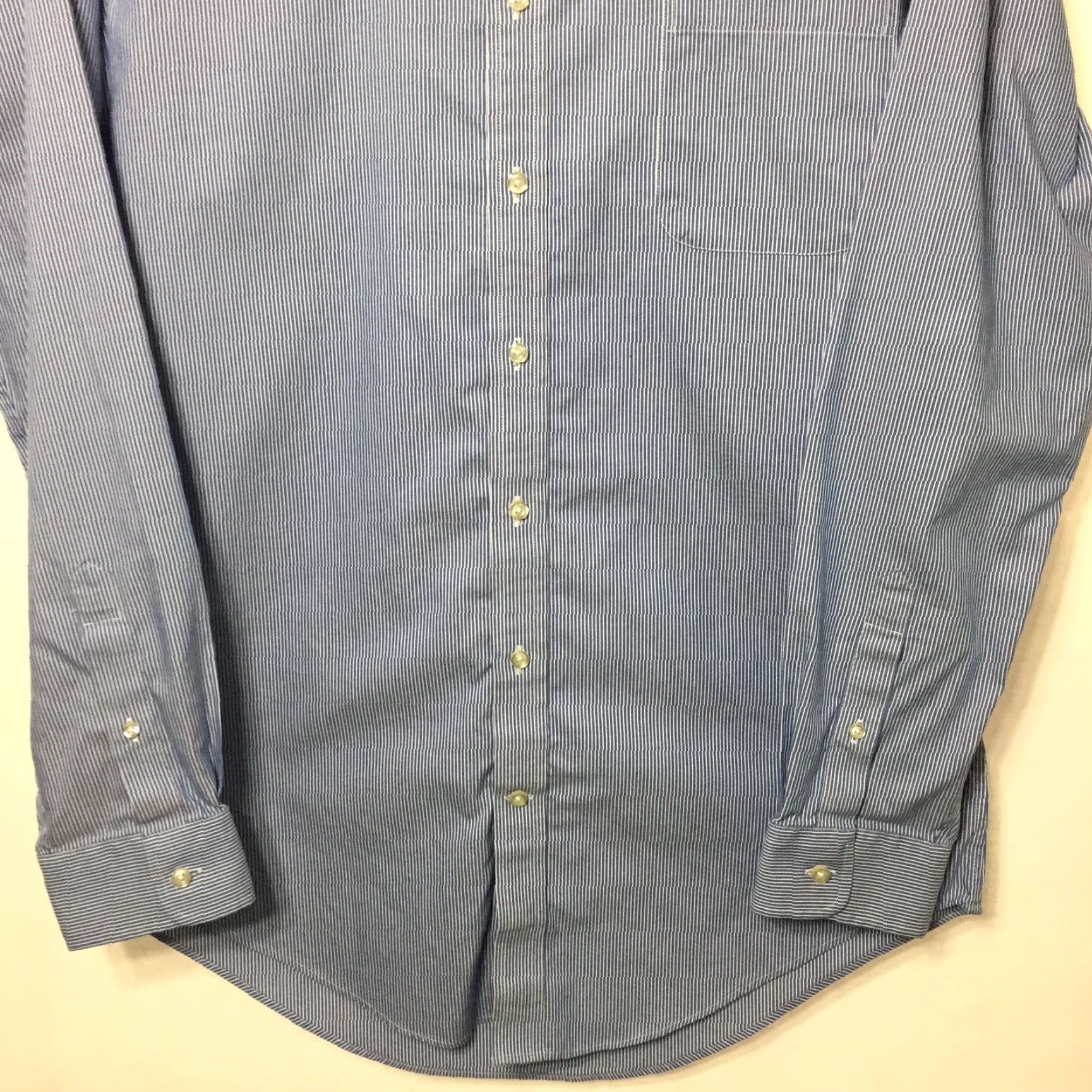 Lands' End Lands End Shirt Mens 16 Tall Blue Striped Long Sleeve Button Up Size US L / EU 52-54 / 3 - 4 Thumbnail