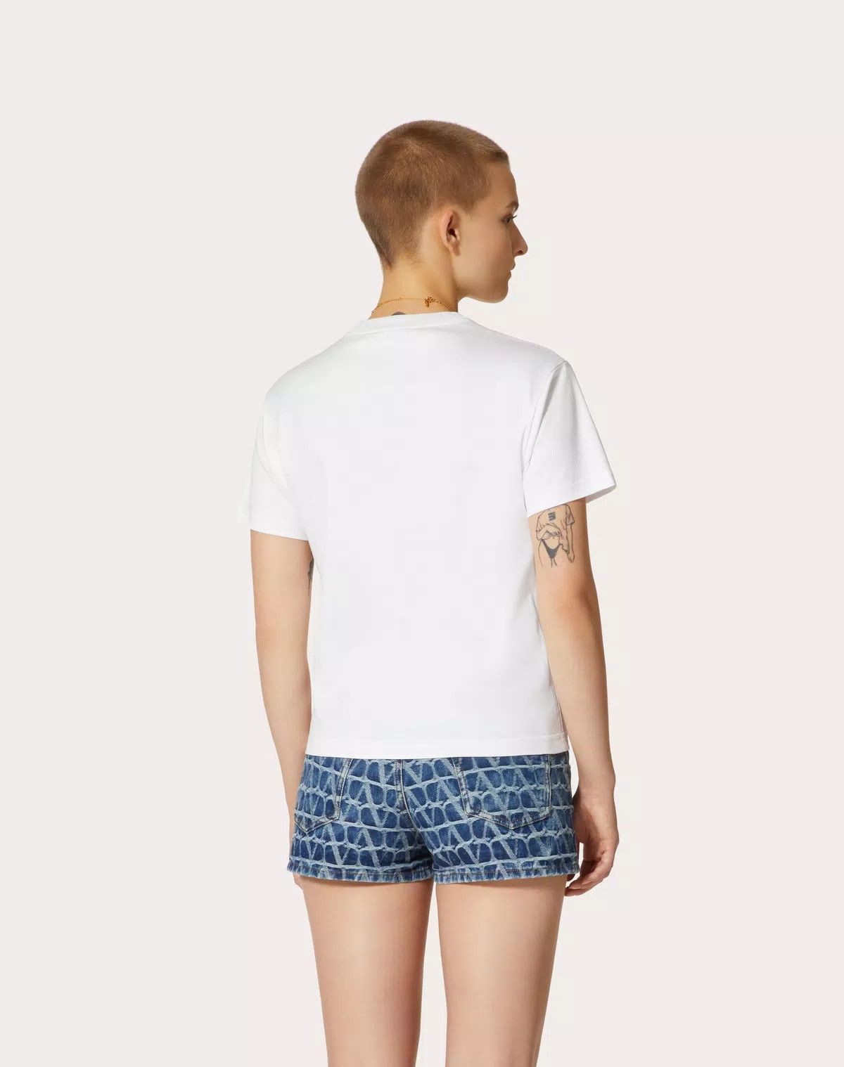 Valentino o1s1wg110426 Jersey Cotton T-Shirt in White Size XXS / US 00 / IT 34 - 3 Thumbnail