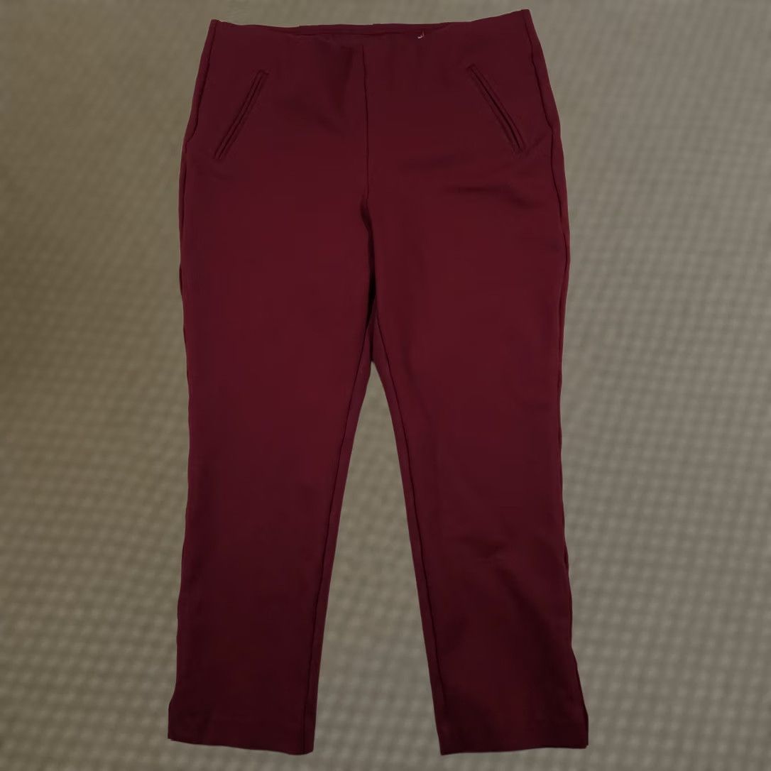 Vintage Chico's Pants Women's 12 Red Stretch Pull On Ankle Career Cropped Office Pants Size 34" / US 12 / IT 48 - 1 Thumbnail